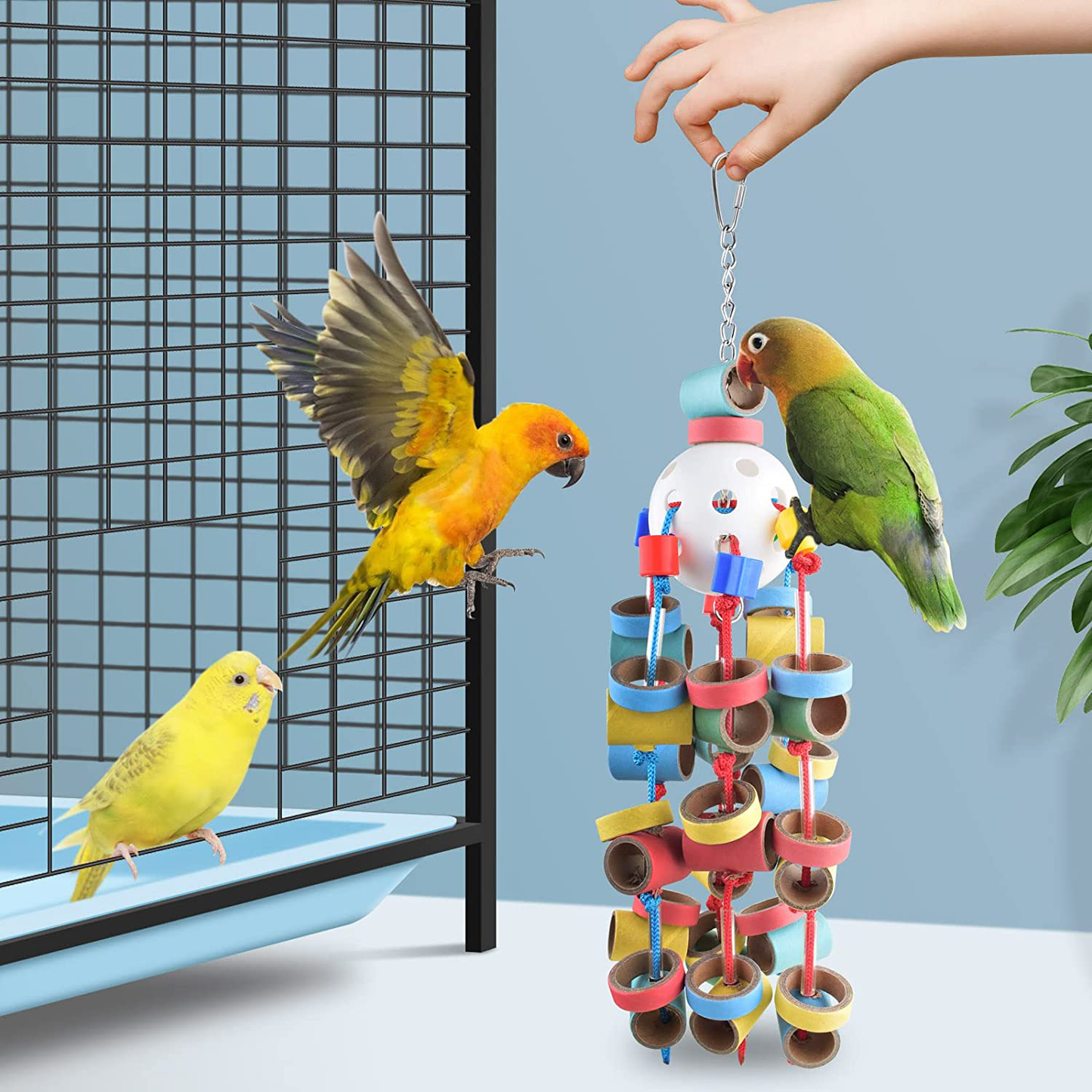 Bissap Bird Toys for Parrots, Bagel Cascade Bird Toy Paper Cardboard Rings Birds Chewing Parrots Toys for Amazons African Greys Eclectus Cockatoos Macaws and Pet Birds Animals & Pet Supplies > Pet Supplies > Bird Supplies > Bird Toys Bissap   