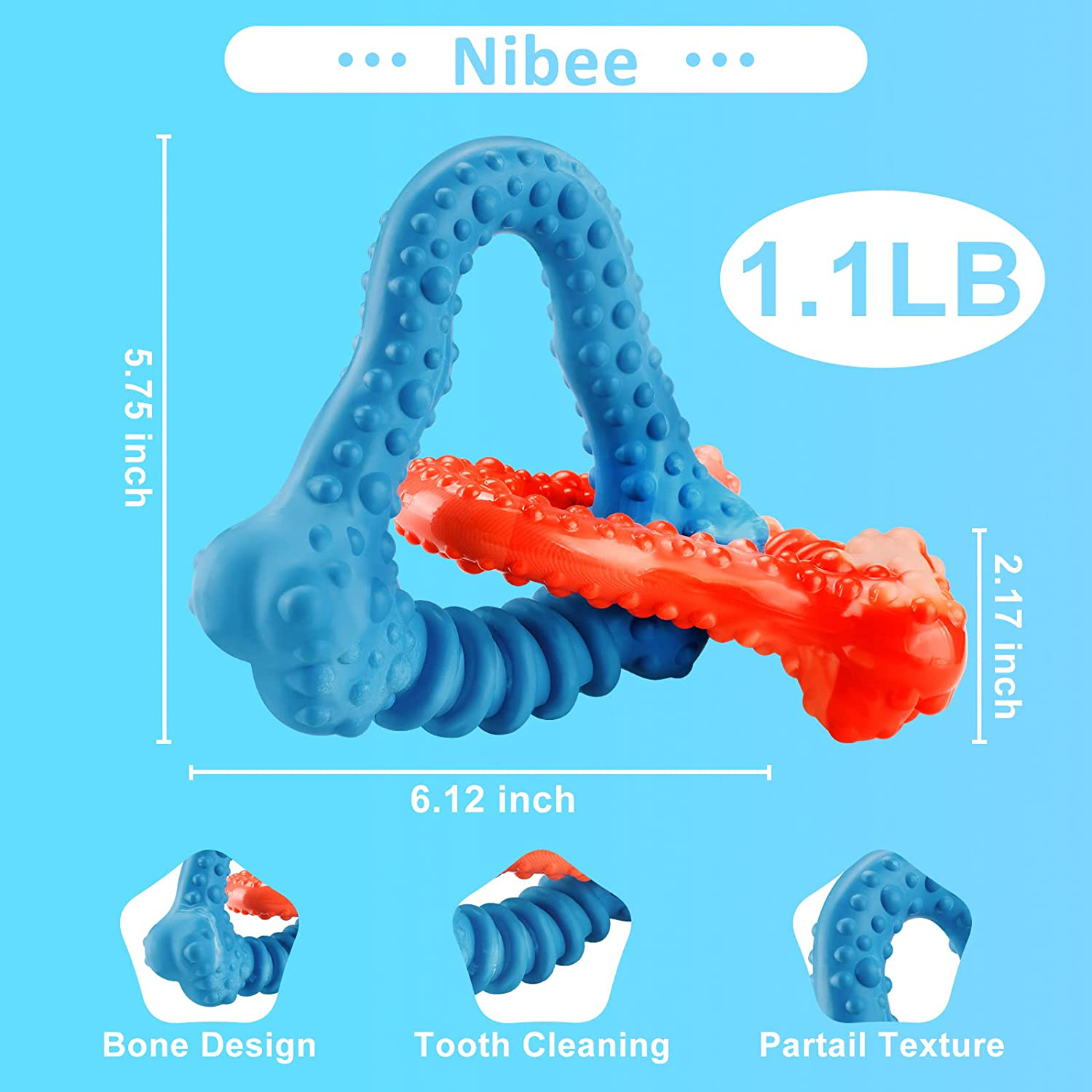 Nibee Dog Toys for Aggressive Chewers, Indestructible Dog Chew Toys for Aggressive Chewers, Tough Durable Tug of War Dog Toys for Medium Large Dogs, Made with Nylon and Natural Rubber, Bacon Flavored Animals & Pet Supplies > Pet Supplies > Dog Supplies > Dog Toys Nibee   