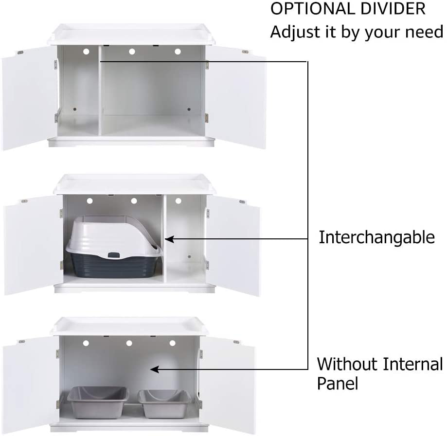 Unipaws Designer Cat Washroom Storage Bench, Litter Box Cover with Sturdy Wooden Structure, Spacious Storage, Easy Assembly, Fit Most of Litter Box Animals & Pet Supplies > Pet Supplies > Cat Supplies > Cat Furniture unipaws   