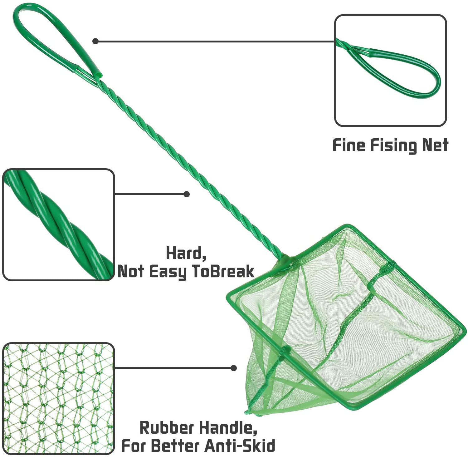 DAGUANZHI Green Aquarium Fish Net Fine Mesh Aquarium Fish Skimmer Net Aquarium Net Scoop with Plastic Handle for Catching Small Fish Shrimp Aquatic Plants Fish Tanks and Bowls Animals & Pet Supplies > Pet Supplies > Fish Supplies > Aquarium Fish Nets DAGUANZHI   