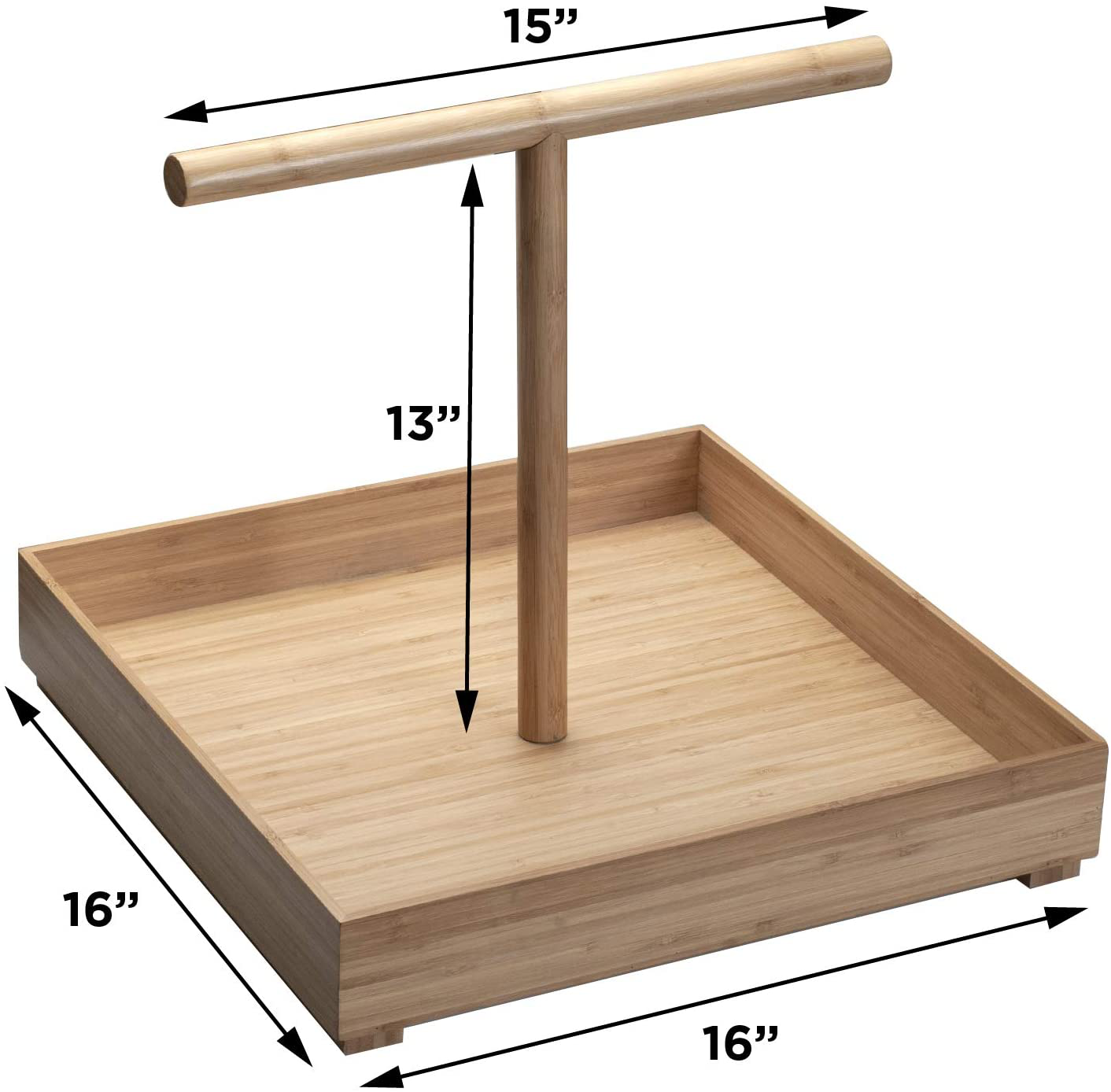 Mobilevision Bird Stand in Bamboo Wood for Medium to Large Birds, Tabletop T-Perch with Base, 16 in X 16 In Animals & Pet Supplies > Pet Supplies > Bird Supplies > Bird Gyms & Playstands MobileVision   