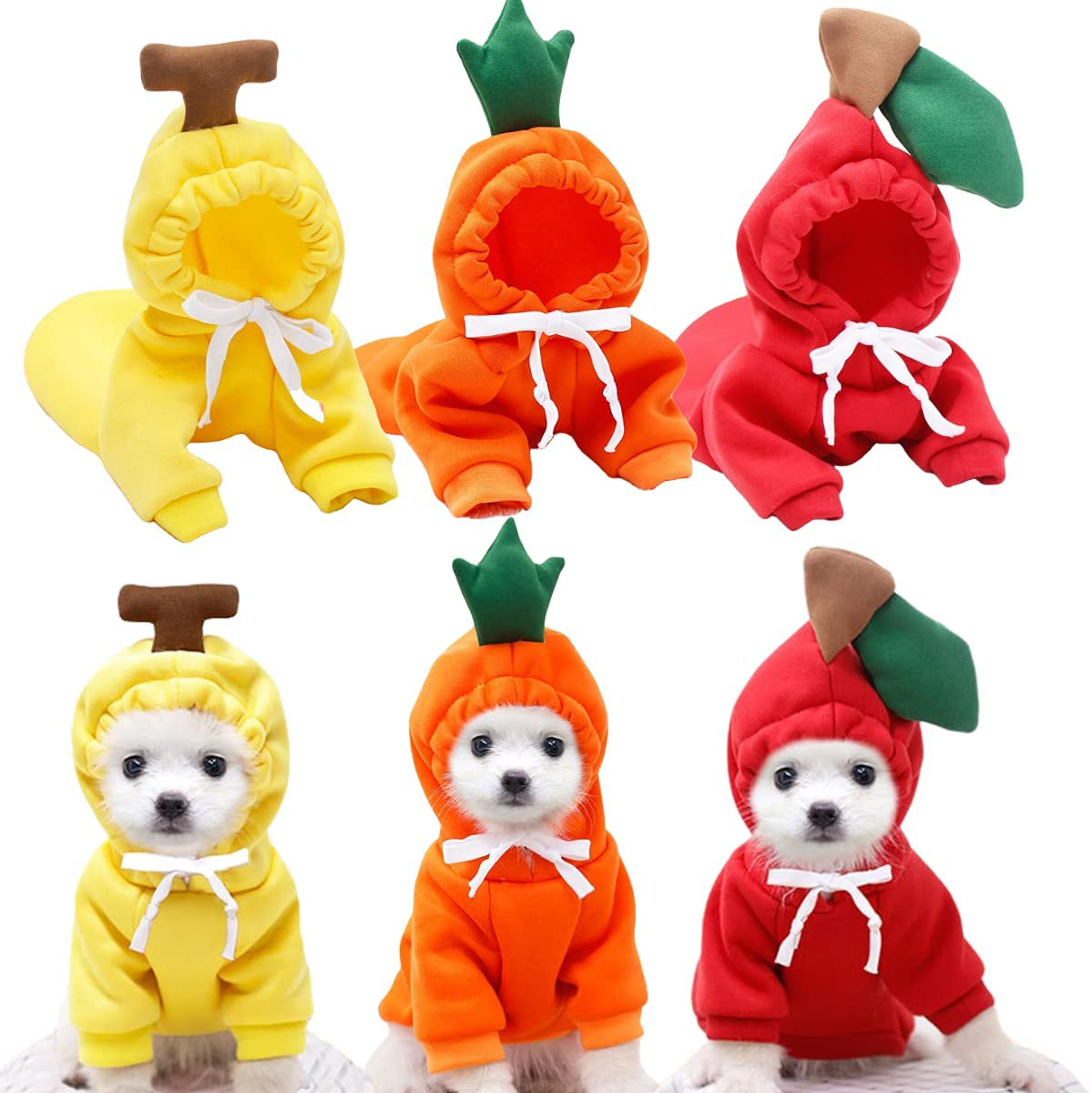 Dog Hoodie Sweatshirts Puppy Sweaters for Small Dogs Boy Girl for 1Lb To17.6Lb Dogs - Winter Fall Dog Clothes for Chihuahua Doggie Pet Cat Warm Fleece Coat Outfit Animals & Pet Supplies > Pet Supplies > Cat Supplies > Cat Apparel Yikeyo apple + Pineapple + Banana Large 