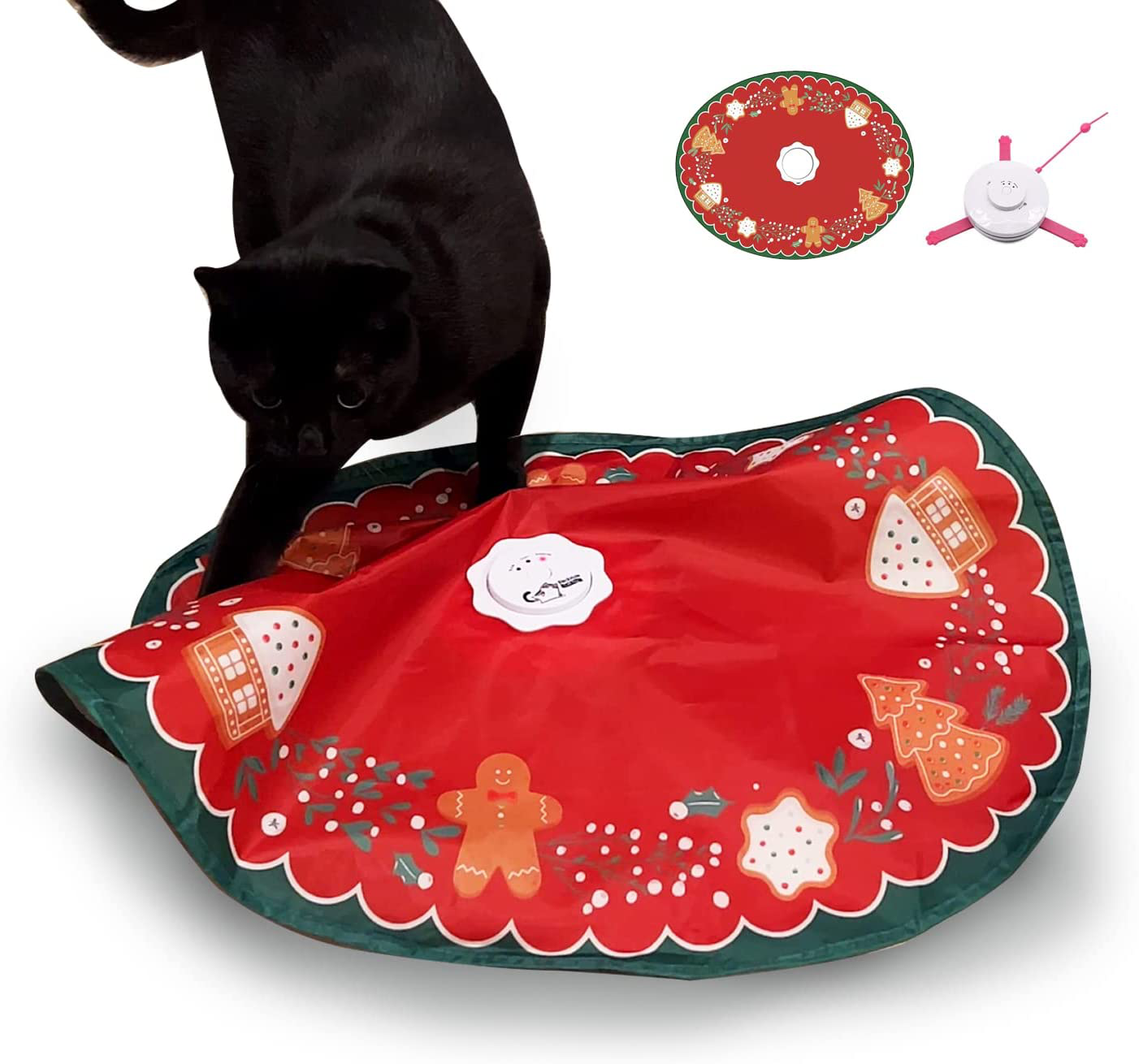 Blackhole Catch the Tail Cat Toy- Rotating, Electronic, Motion, Automatic, Best Undercover Mouse under Blanket Cat Toy Animals & Pet Supplies > Pet Supplies > Cat Supplies > Cat Toys BlackHole Litter Mat Winter Holiday Design  