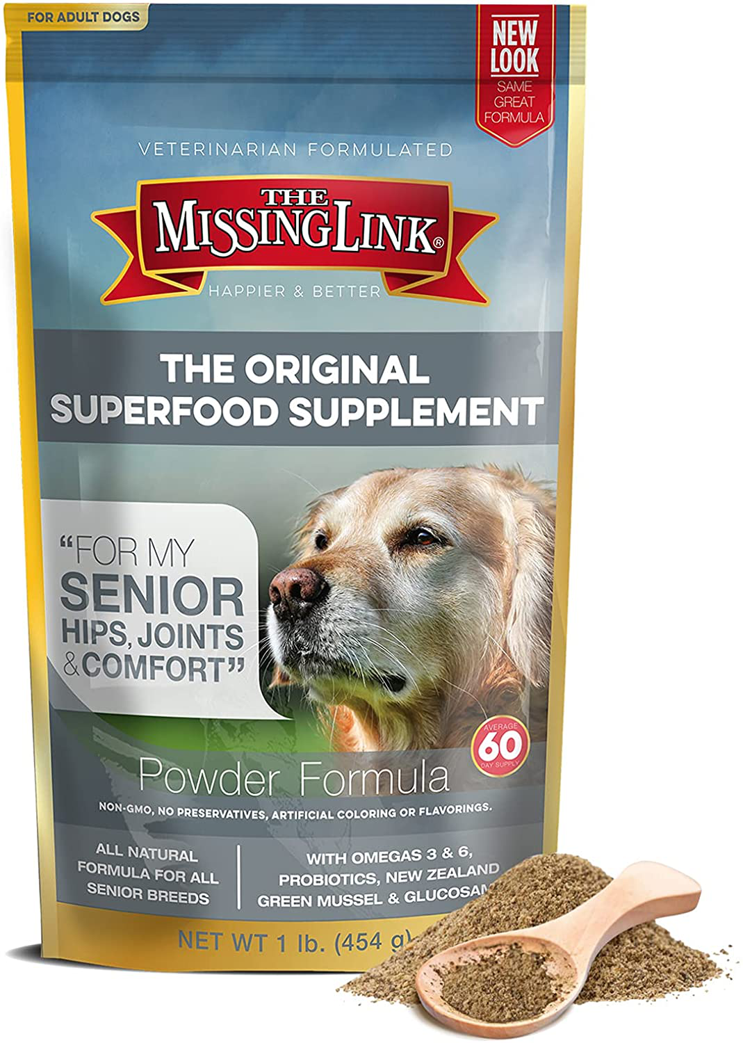 The Missing Link Original Veterinarian Formulated Aging Dog Superfood Supplement Powder - Omegas, Probiotics, Mussel & Glucosamine for Older Dog - Senior Hips, Joints & Comfort Formula - 1Lb Animals & Pet Supplies > Pet Supplies > Bird Supplies > Bird Treats The Missing Link   