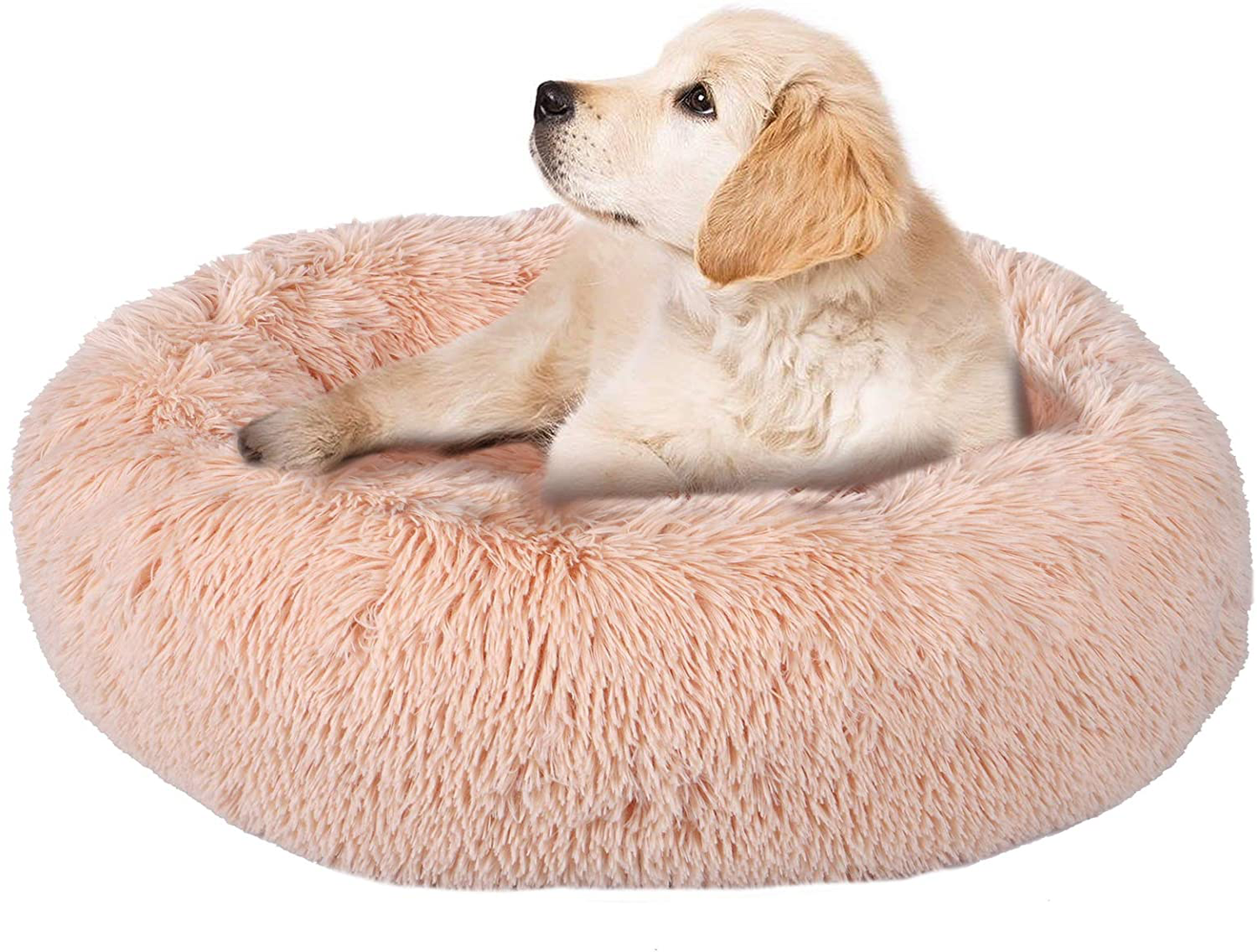 Pjyucien Calming Dog Bed Cat Bed, Large Medium Small Pet Beds, Soft Cozy Donut Cuddler round Plush Beds for Dogs Cats, Waterproof & Anti-Slip Bottom, Machine Washable Animals & Pet Supplies > Pet Supplies > Dog Supplies > Dog Beds PJYuCien Beige Small 