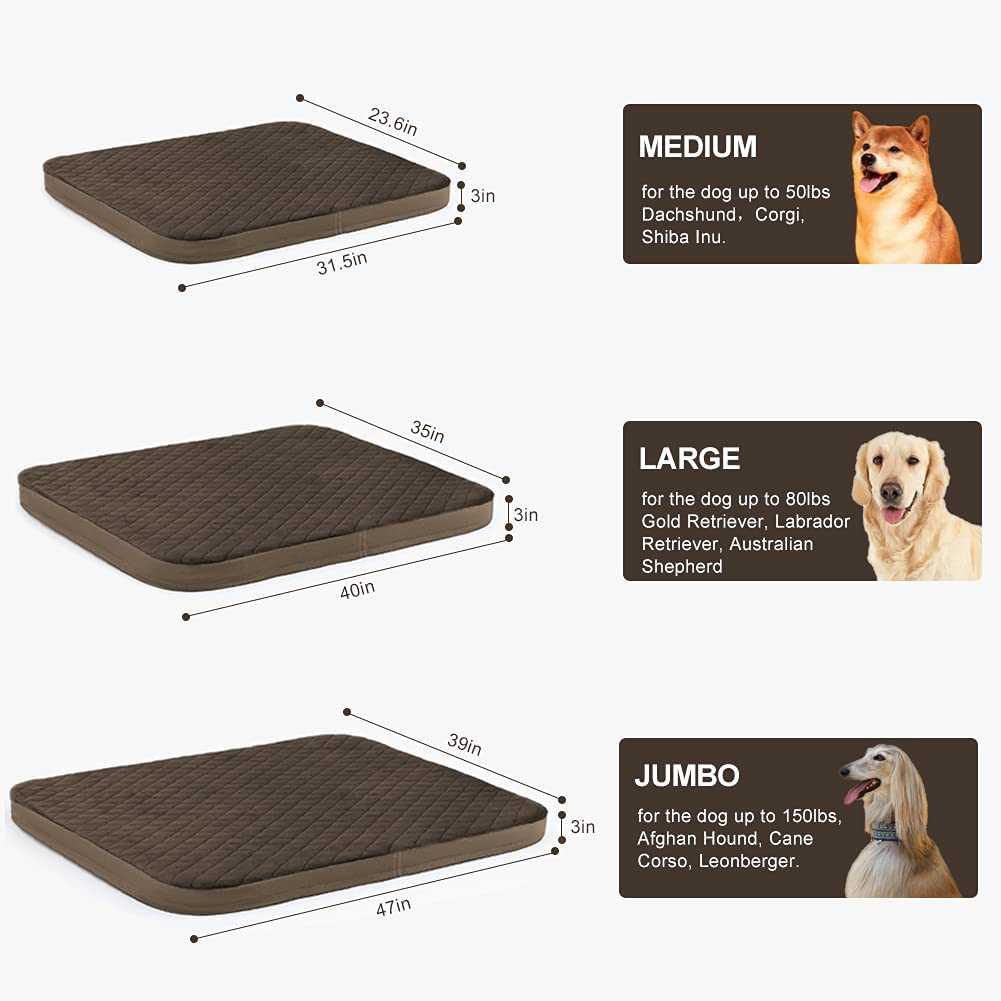 Large Dog Bed Orthopedic Foam Dog Beds Mattress Joint Relief Pet Sleeping Mat, Non Slip Bottom with Removable Washable Cover