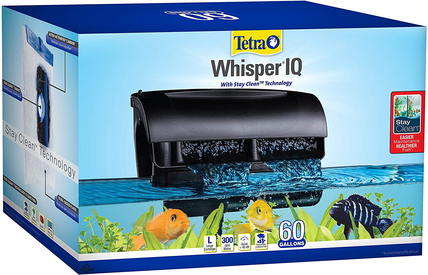 Tetra Whisper IQ Power Filter for Aquariums, with Quiet Technology Animals & Pet Supplies > Pet Supplies > Fish Supplies > Aquarium Filters Tetra 60-Gallon  