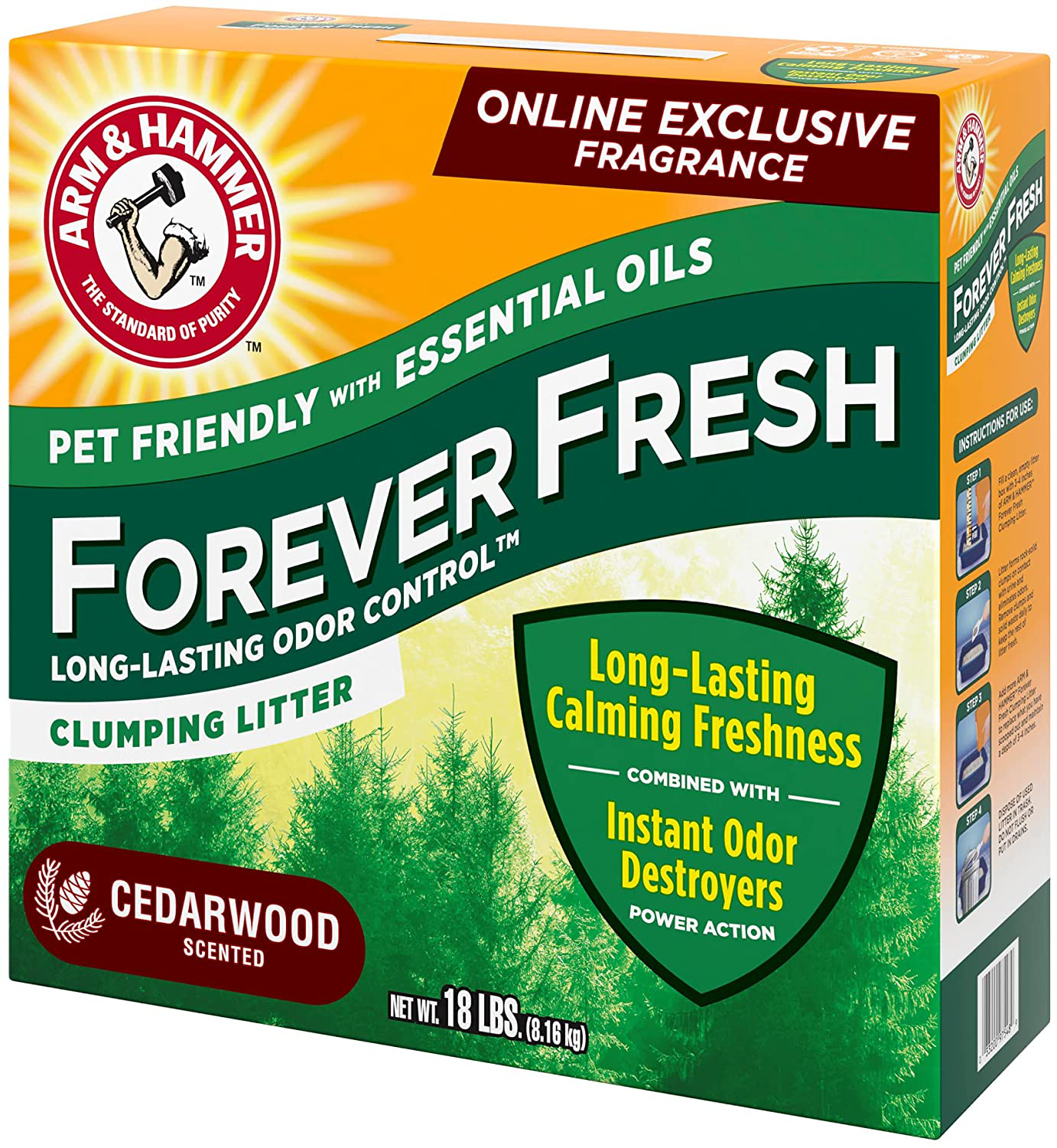 Arm & Hammer Ultra Last Unscented Clumping Cat Litter, Multicat 18Lb, Pet Friendly with Baking Soda