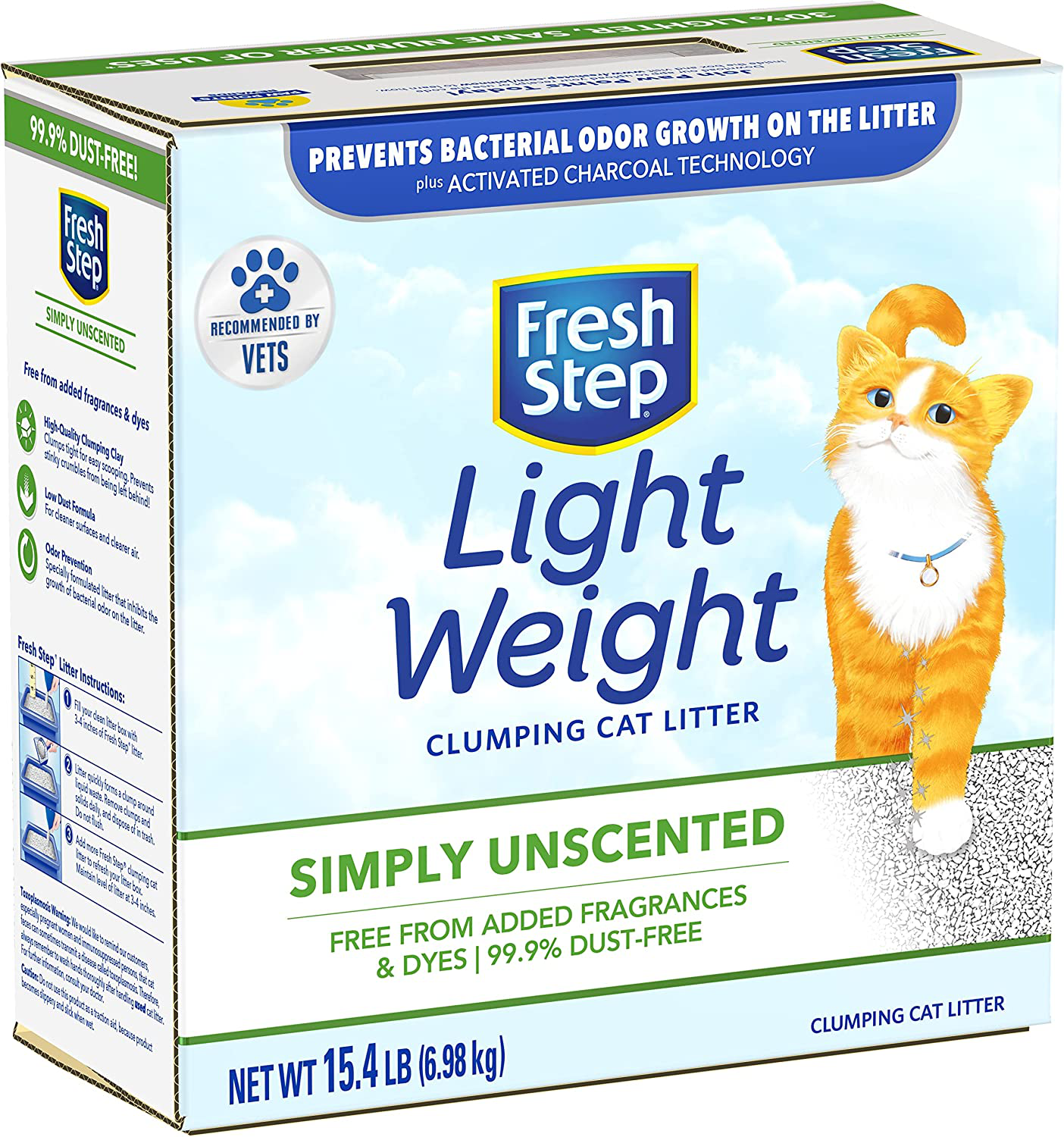 Fresh Step Lightweight Clumping Cat Litter - 15.4Lb Animals & Pet Supplies > Pet Supplies > Cat Supplies > Cat Litter Box Mats Fresh Step Simply Unscented 15.4 lb 