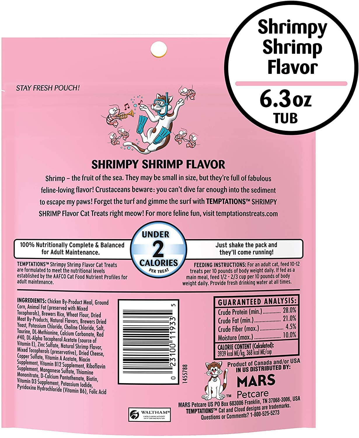 Temptation 10 Pack of Shrimpy Shrimp Classic Crunchy and Soft Cat Treats, 6.3 Ounces Each, under 2 Calories per Treat Animals & Pet Supplies > Pet Supplies > Cat Supplies > Cat Treats Temptation   