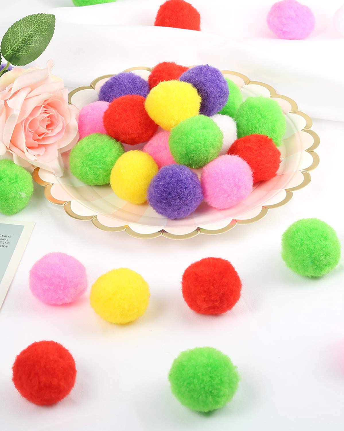 Caydo 100 Pieces 1.3 Inch Assorted Large Cat Toy Balls, Soft Kitten Pom Poms Ball for Cats to Play Animals & Pet Supplies > Pet Supplies > Cat Supplies > Cat Toys Caydo   