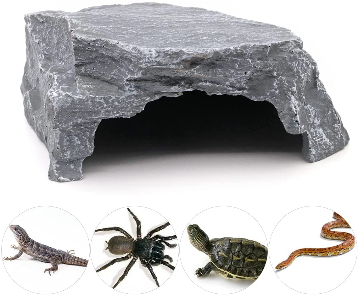 Nomal Reptile Hides and Caves Reptile Hideout Small Reptile Habitat Accessories Fish Hiding Cave Pet Lizard Rock Hide Cave for Bearded Dragon Tortoise Lizards Spiders Fish Amphibians Aquarium Animals & Pet Supplies > Pet Supplies > Reptile & Amphibian Supplies > Reptile & Amphibian Habitat Accessories oujimai   