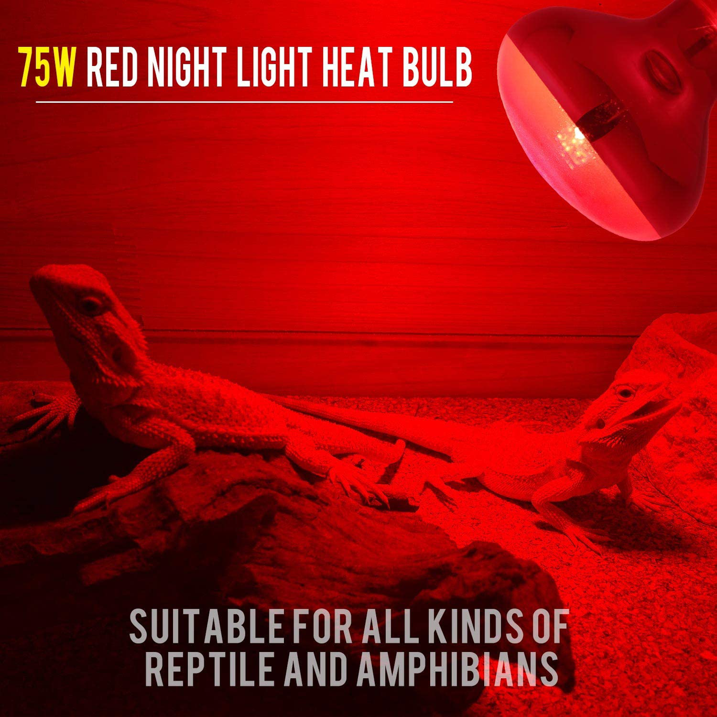 AOMRYOM 75W Infrared Basking Spot Heat Lamp Bulb Red Light Heat Bulbs for Pet Lizards Bearded Dragons Chameleons Snakes Reptiles & Amphibians - 2 Pack Animals & Pet Supplies > Pet Supplies > Reptile & Amphibian Supplies > Reptile & Amphibian Habitat Heating & Lighting AOMRYOM   