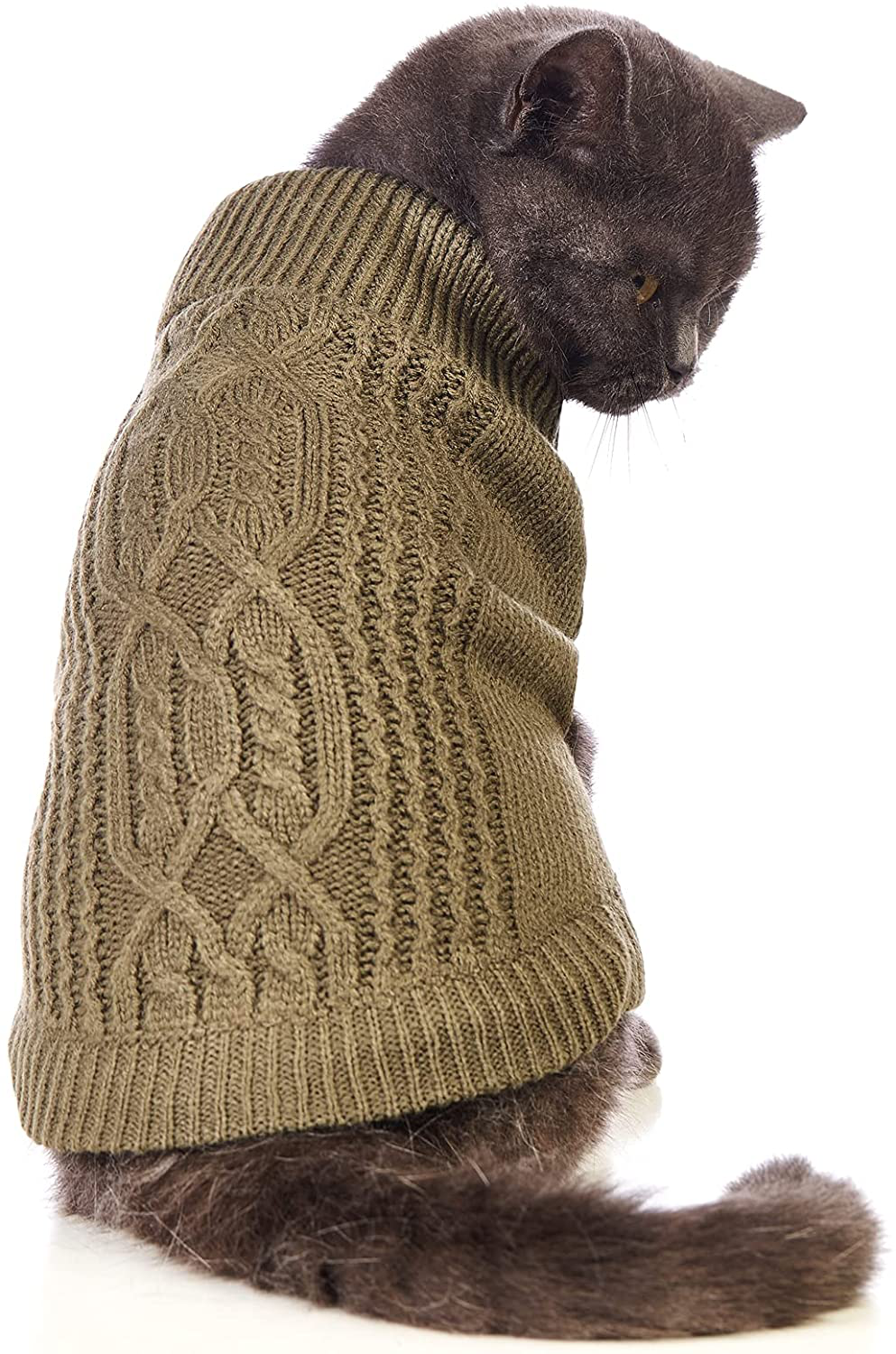 Jnancun Cat Sweater Turtleneck Knitted Sleeveless Cat Clothes Warm Winter Kitten Clothes Outfits for Cats or Small Dogs in Cold Season Animals & Pet Supplies > Pet Supplies > Cat Supplies > Cat Apparel Jnancun Olive Green X-Small 