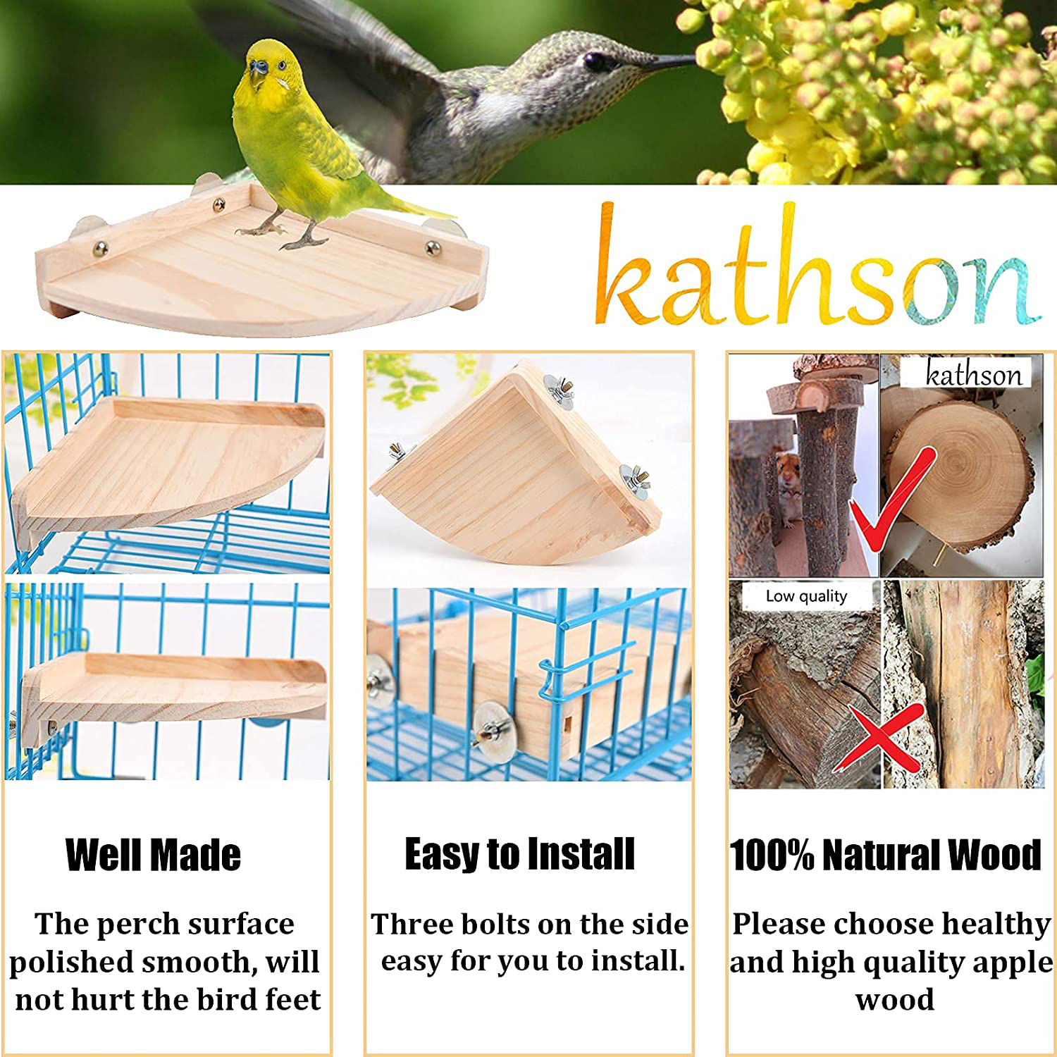 Kathson 2 Pcs Bird Perch Platform Parrot Stand Playground Cage Accesso –  KOL PET
