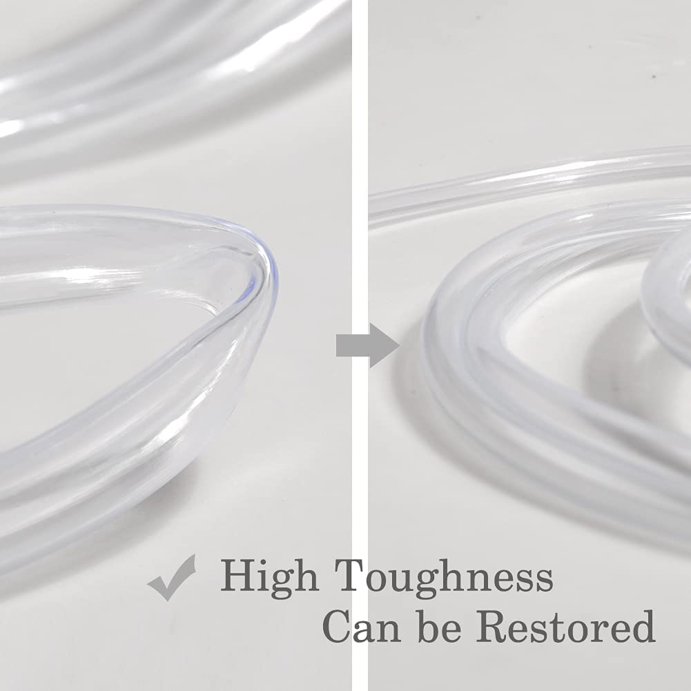 Quickun Lightweight Grade PVC Vinyl Tubing, 5/8" ID X 3/4" OD Plastic Flexible Hybrid Clear PVC Tubing Hose BPA Free Line, 32.8FT