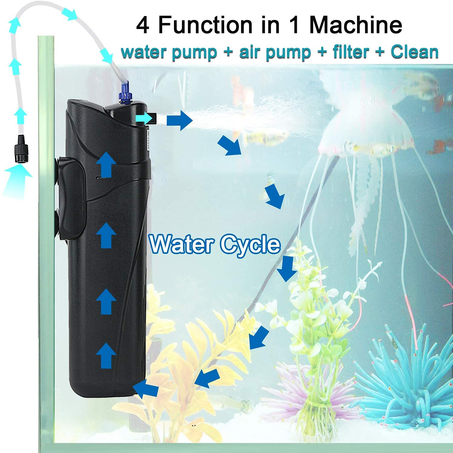COOSPIDER Sun JUP-01 Aquariums in Tank Submersible Machine 211Gph 9 Watt Fit for 80Gallon (JUP 01 Set + 2X Replace Filter + 1X Spare Bulb) Animals & Pet Supplies > Pet Supplies > Fish Supplies > Aquarium Filters COOSPIDER   
