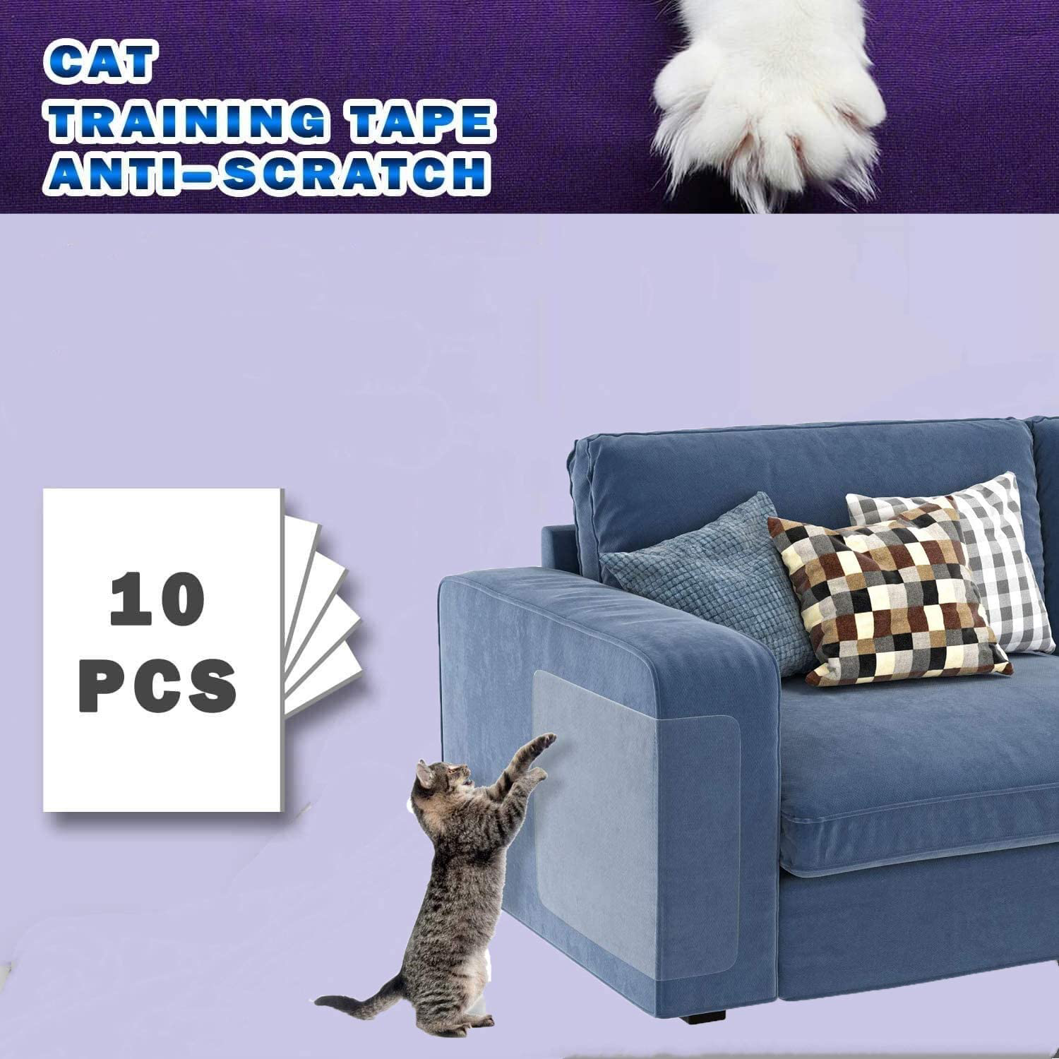 N/W Cat Couch Protector,10 Pack Cat Scratch Deterrent for Furniture,Double-Sided Clear Trainging Tape, 6-Pack XL17’’L 12’’W+4-Pack L 18’’L 6”W for Protect the Couch Door Walls. Animals & Pet Supplies > Pet Supplies > Cat Supplies > Cat Furniture N/W   