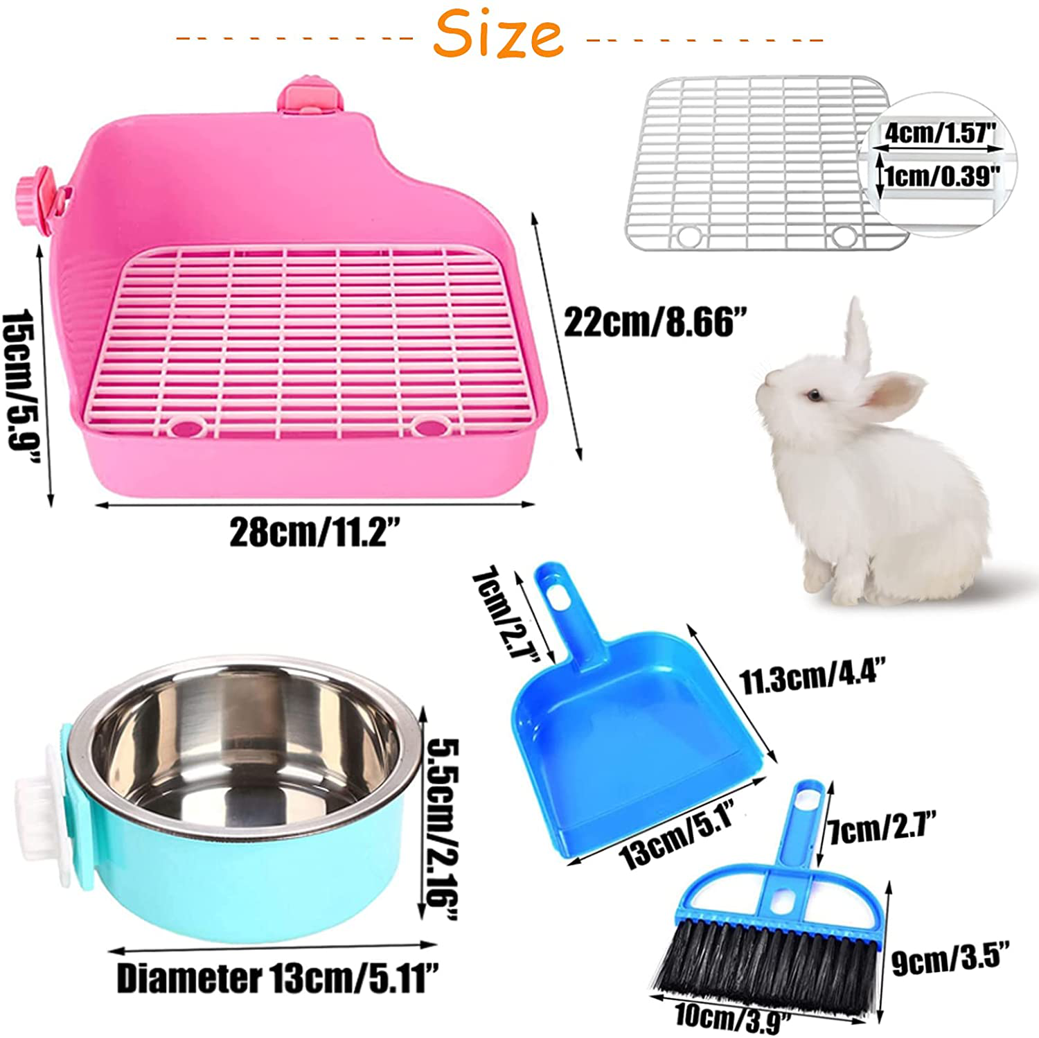 PINVNBY Rabbit Litter Box for Cage Bunny Corner Litter Bedding Box Small Animal Litter Pan Hanging Pet Bowls Cage Potty Trainer Pet Toilet for Rabbit Bunny Guinea Pigs Chinchilla Ferret Small Animals Animals & Pet Supplies > Pet Supplies > Small Animal Supplies > Small Animal Bedding PINVNBY   