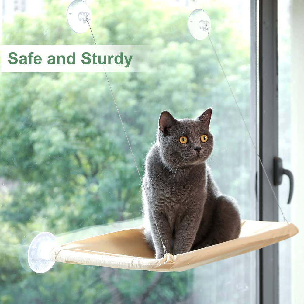 Cat Window Perch Bed Seat - Indoor Cat Supplies Window Hammock, Kitty Bed Stuff, Hanging Pet Window Shelf Furniture, Heavy Duty Safe Kitten Bed, Suitable for Large and Small Cats, Holds up to 30 Lbs