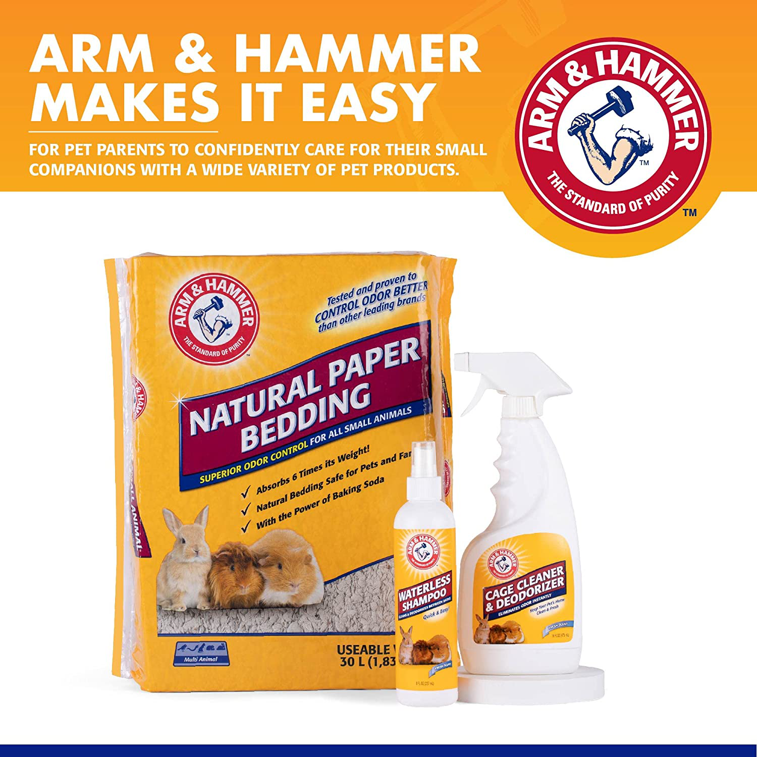 Arm & Hammer for Pets Super Absorbent Cage Liners for Guinea Pigs, Hamsters, Rabbits - Best Cage Liners for Small Animals, 7 Count - Small Animal Pet Products, Guinea Pig Pads, Guinea Pig Cage Liners