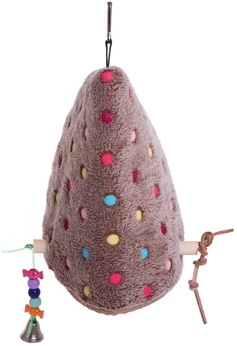 QBLEEV Bird Winter Plush Hut Tent Nest Stand Parrot Bed Sleep Parakeet Cage Cave Cockatiel Birdcage Hanging Decor Perch Ladder Habitat Winter Warm Birdhouse for Small Animals Conure Cockatoo Finch Animals & Pet Supplies > Pet Supplies > Bird Supplies > Bird Ladders & Perches QBLEEV   