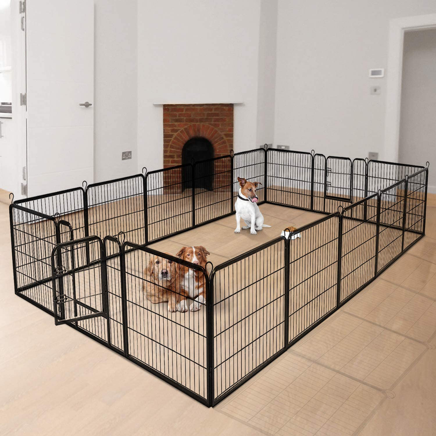 Giantex 40/48Inch Dog Playpen with Door, 16/8 Panel Pet Playpen for Large and Small Dogs, Portable Foldable Freestanding Dog Exercise Pens, Metal Dog Playpen Indoor & Outdoor (16 Panels, 40) Animals & Pet Supplies > Pet Supplies > Dog Supplies > Dog Treadmills Giantex   