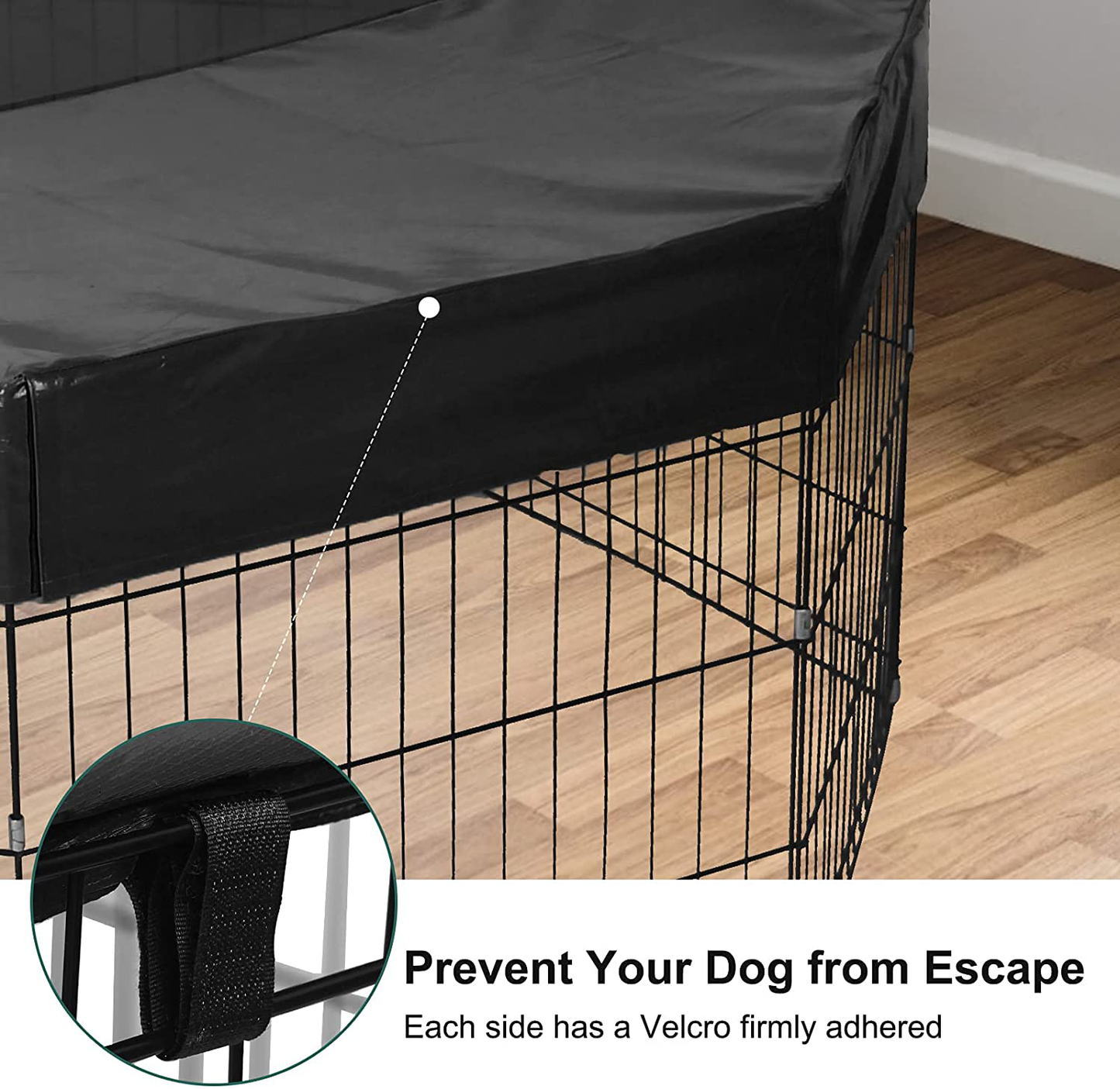 GORUTIN Dog Playpen Cover, Pet Playpen Mesh Top Cover Protect Dog from Sun/Rain Prevent Escape, Dog Pen Cover Shaded Area Indoor Outdoor Fits 24 Inch 8 Panels Playpen (Sell Top Cover Only!) Animals & Pet Supplies > Pet Supplies > Dog Supplies > Dog Kennels & Runs GORUTIN   