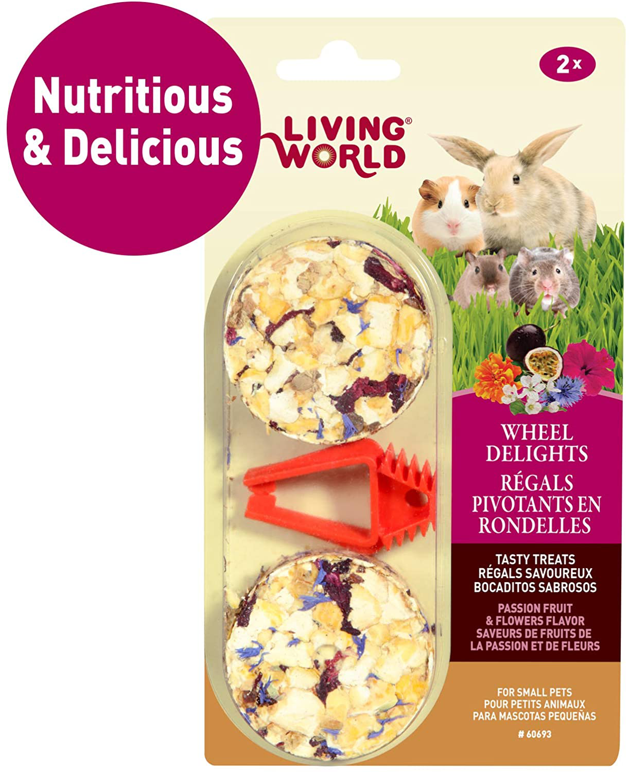 Living World 2-Pack Small Animal Wheel Pet Treat Delights, 2.4-Ounce, Passion Fruit/Flowers Animals & Pet Supplies > Pet Supplies > Small Animal Supplies > Small Animal Treats Living World   