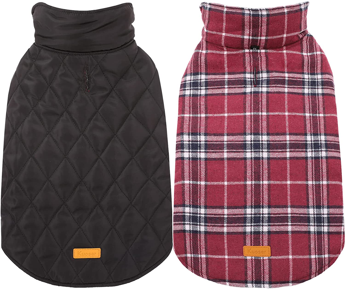 Kuoser Cozy Waterproof Windproof Reversible British Style Plaid Dog Vest Winter Coat Warm Dog Apparel for Cold Weather Dog Jacket for Small Medium Large Dogs with Furry Collar (XS - 3XL) Animals & Pet Supplies > Pet Supplies > Dog Supplies > Dog Apparel Kuoser Red 2X-Large (Pack of 1) 