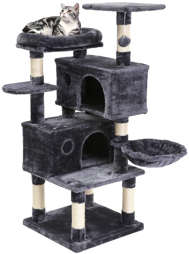 SUPERJARE Cat Tree Condo Furniture with Scratching Posts, Plush Cozy Perch and Dangling Balls, Multi-Level Kitten Tower Animals & Pet Supplies > Pet Supplies > Cat Supplies > Cat Furniture SUPERJARE Dark Gray  