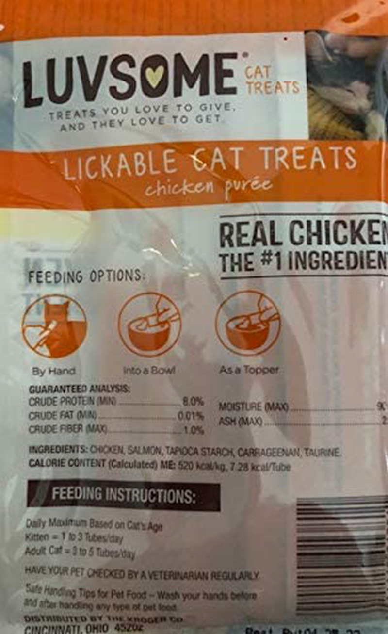 Luvsome Lickable Cat Treats Chicken Puree` (1) Pack with 4 Individual Tubes 0.5Ounce Animals & Pet Supplies > Pet Supplies > Cat Supplies > Cat Treats Luvsome   