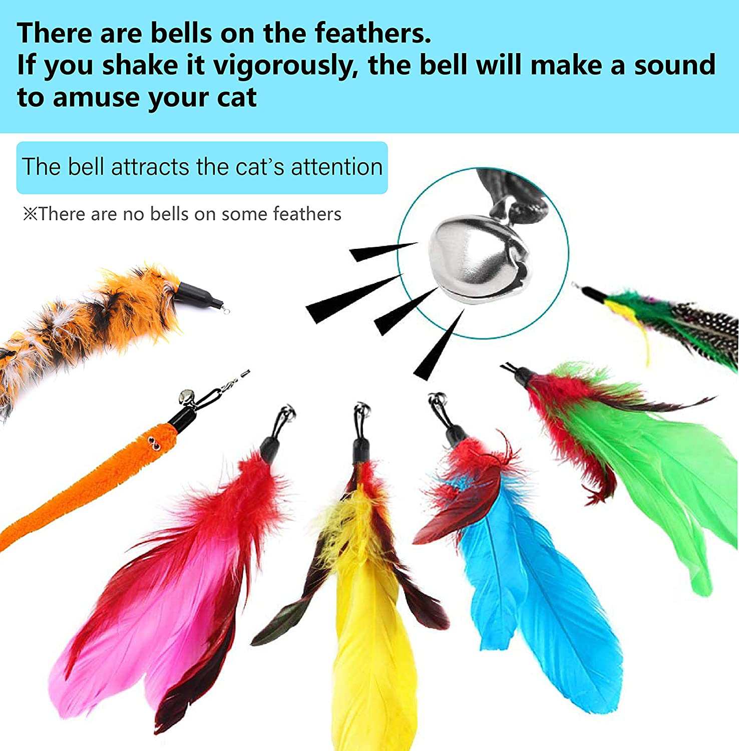 Cat Feather Toys 9 Piece Set, for Indoor Cats 1Pcs Retractable Cat