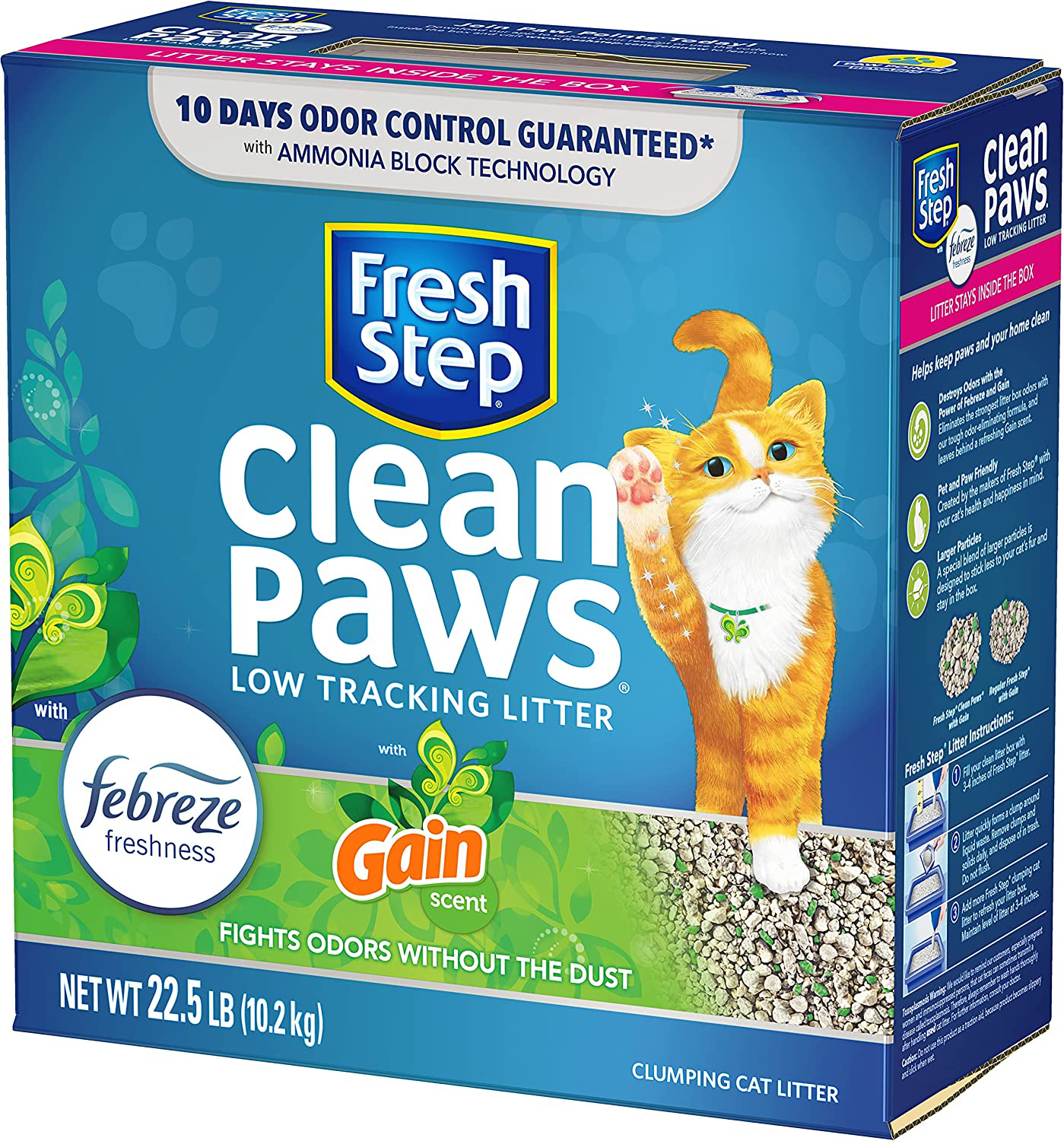 Fresh Step® Clean Paws® Cat Litter, Clumping Cat Litter with Febreze, Gain Scent – 22.5 Pounds Animals & Pet Supplies > Pet Supplies > Cat Supplies > Cat Litter Fresh Step   