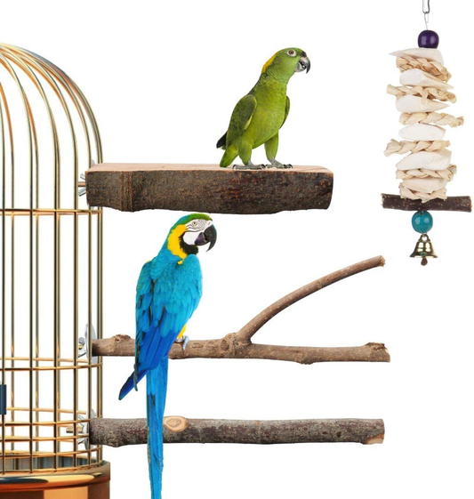 LANSEYQO 4 PCS Parrot Bird Perches,Perches for Bird Cages Accessories,Bird Perches for Parakeets outside Cage,Cockatiels Lovebirds Perches Covers for Conures Animals & Pet Supplies > Pet Supplies > Bird Supplies > Bird Cage Accessories LANSEYQO   
