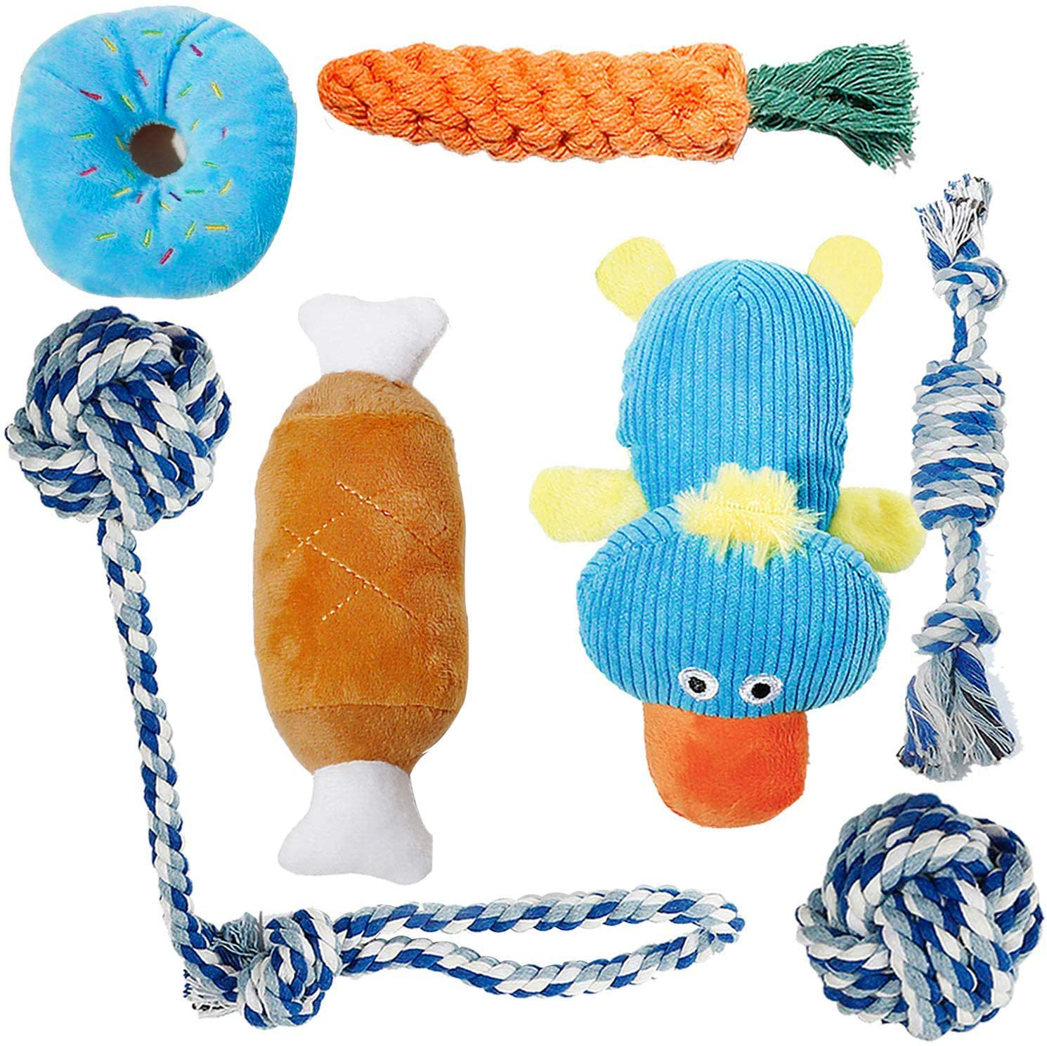 Toozey Puppy Toys for Small Dogs, 7 Pack Small Dog Toys, Cute Squeaky Dog Toys, Durable Puppy Teething Toys, Ropes Puppy Chew Toys, Non-Toxic and Safe Animals & Pet Supplies > Pet Supplies > Dog Supplies > Dog Toys Toozey Platypus  