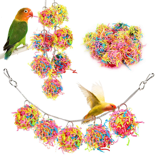 Lewondr Bird Chewing Toys, 10 Packs Bird Parrot Shredder Toy Foraging Hanging Cage Chew Toy Swing with Rings Parrot Foraging Hammock for Cockatiel Conure African Grey Parakeets - Colorful Animals & Pet Supplies > Pet Supplies > Bird Supplies > Bird Cage Accessories Lewondr   