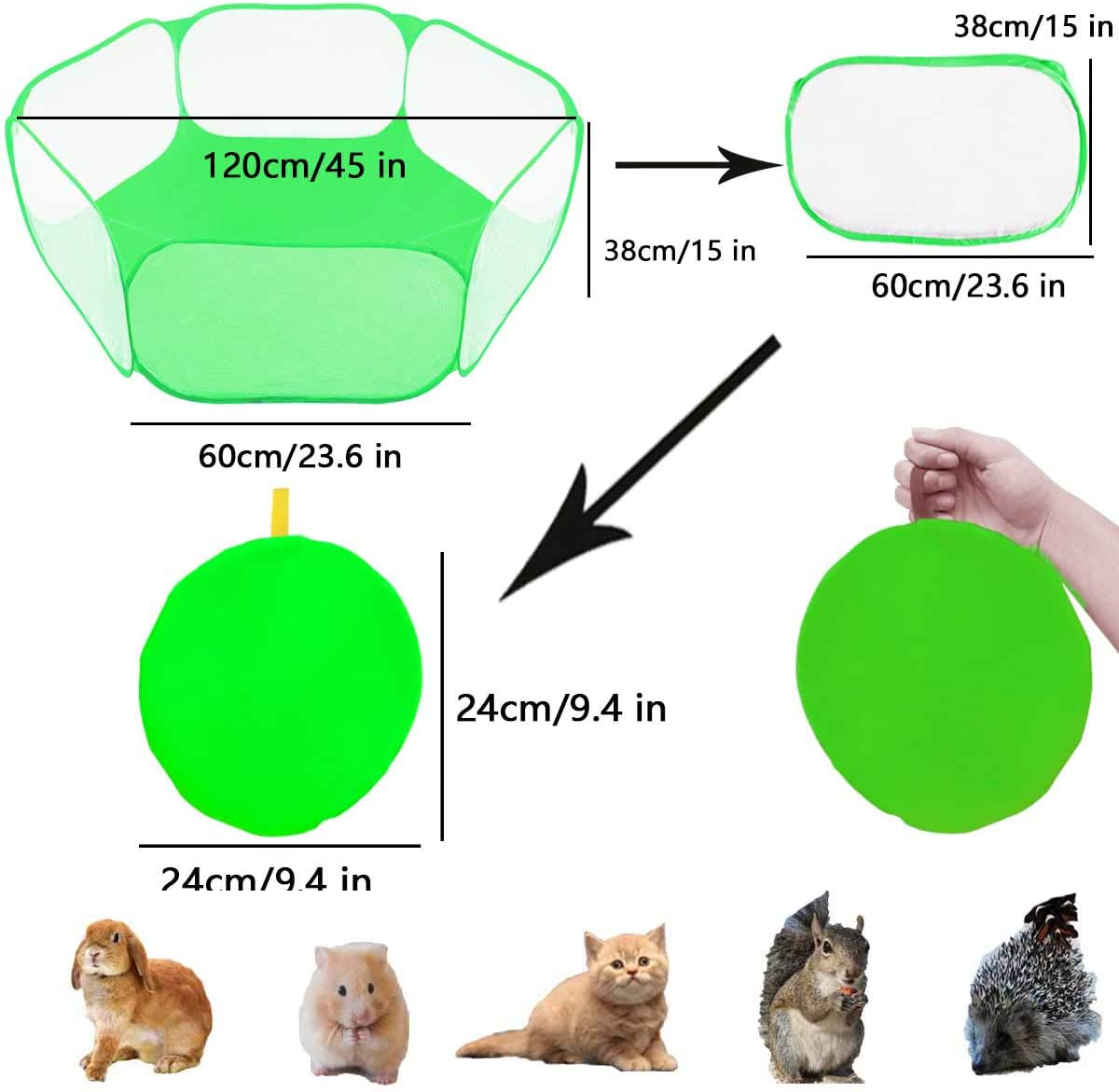 Gabraden Small Animals Tent,Reptiles Cage,Breathable Transparent Pet Playpen Pop Open Outdoor/Indoor Exercise Fence,Portable Yard Fence Animals & Pet Supplies > Pet Supplies > Small Animal Supplies > Small Animal Habitat Accessories GABraden   