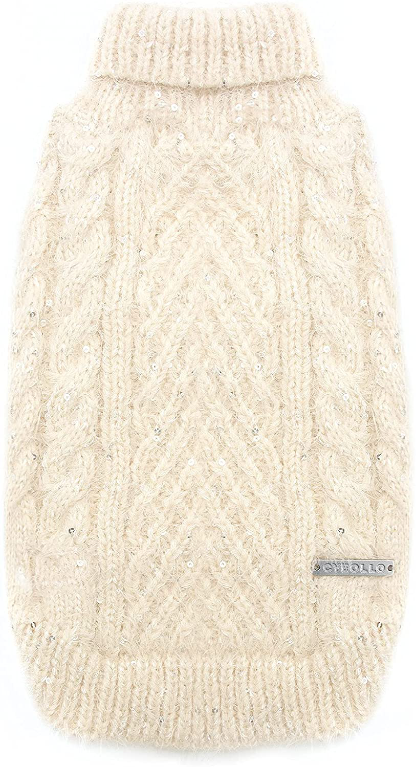 Cyeollo Dog Sweater Pullover Knitted Turtleneck Classic Sweaters with Sequin Keep Warm for Doggie Dog Clothes for Puppy Small Medium Dogs… Animals & Pet Supplies > Pet Supplies > Dog Supplies > Dog Apparel cyeollo Beige X-Large 