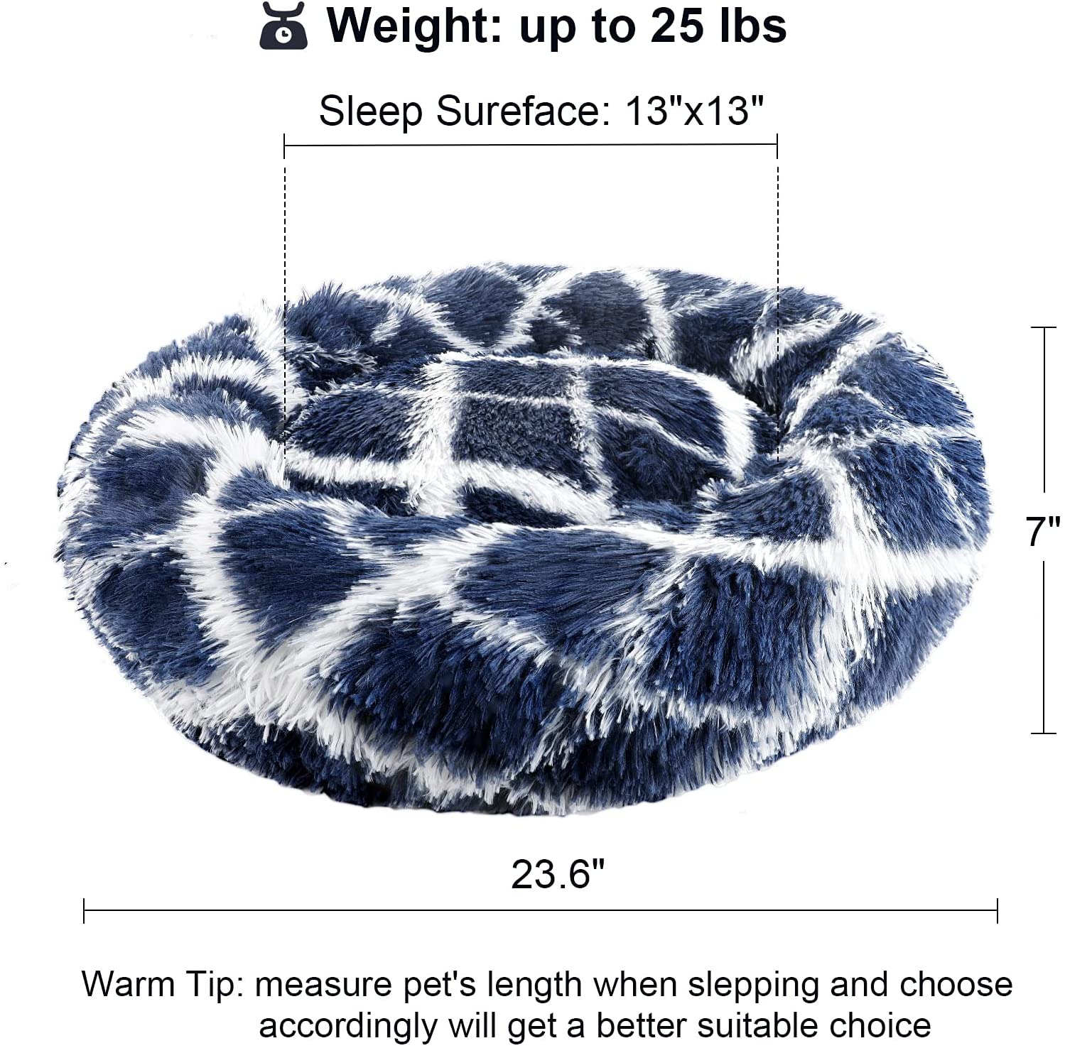 FOYOPET Calming Cat Bed for Indoor Cats, 23.6" Donut round Dog Bed for Small Dogs up to 25Lbs, Anti-Anxiety Self-Warming Cozy Soft Plush Pet Beds, Washable Puppy Sofa Bed with Removable Inner Cushion