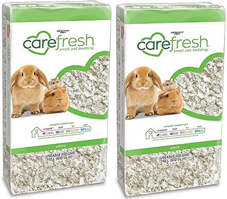 Carefresh 99% Dust-Free White Natural Paper Small Pet Bedding with Odor Control, 10 L (2 Pack)
