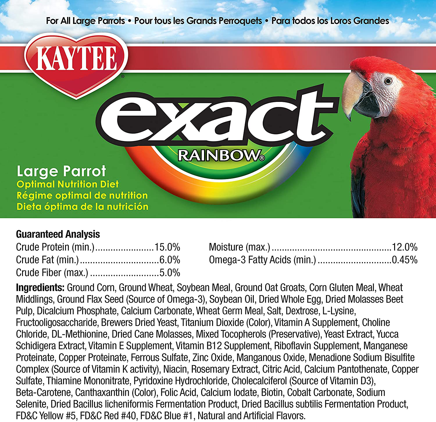 Kaytee Exact Rainbow Large Parrot Food Animals & Pet Supplies > Pet Supplies > Bird Supplies > Bird Food Central Garden & Pet   