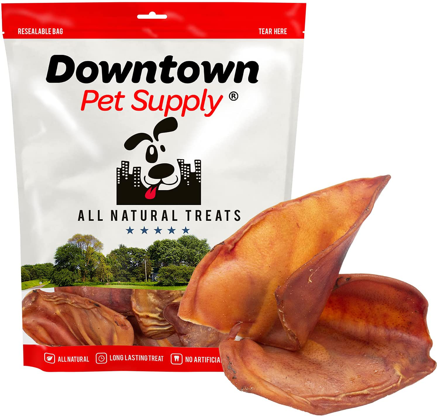 Downtown Pet Supply USA Pig Ears for Dogs, Long Lasting American Chew Treat for Aggressive Chewers, Safe and Easily Digestible