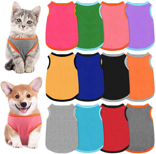 URATOT 12 Pieces Dog Shirts Pure Color Pet T Shirt Dog Outfit Soft and Breathable Pet Puppy Blank Clothes for Cats and Dogs, Size Medium Animals & Pet Supplies > Pet Supplies > Cat Supplies > Cat Apparel URATOT Green, Yellow, Red, Black, Mixed Colors Medium 