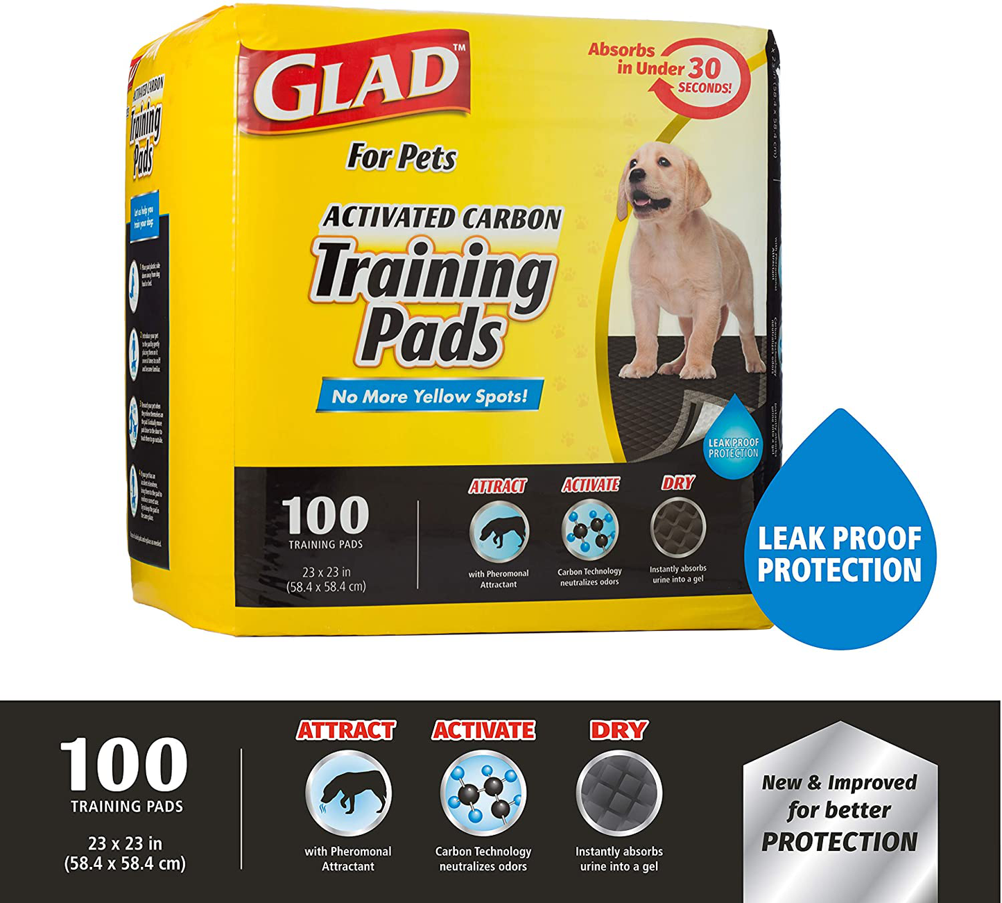 Glad for Pets Black Charcoal Puppy Pads-New & Improved Puppy Potty Training Pads That ABSORB & NEUTRALIZE Urine Instantly-Training Pads for Dogs, Dog Pee Pads, Pee Pads for Dogs, Dog Crate Pads Animals & Pet Supplies > Pet Supplies > Dog Supplies > Dog Diaper Pads & Liners Brand Buzz,LLC   