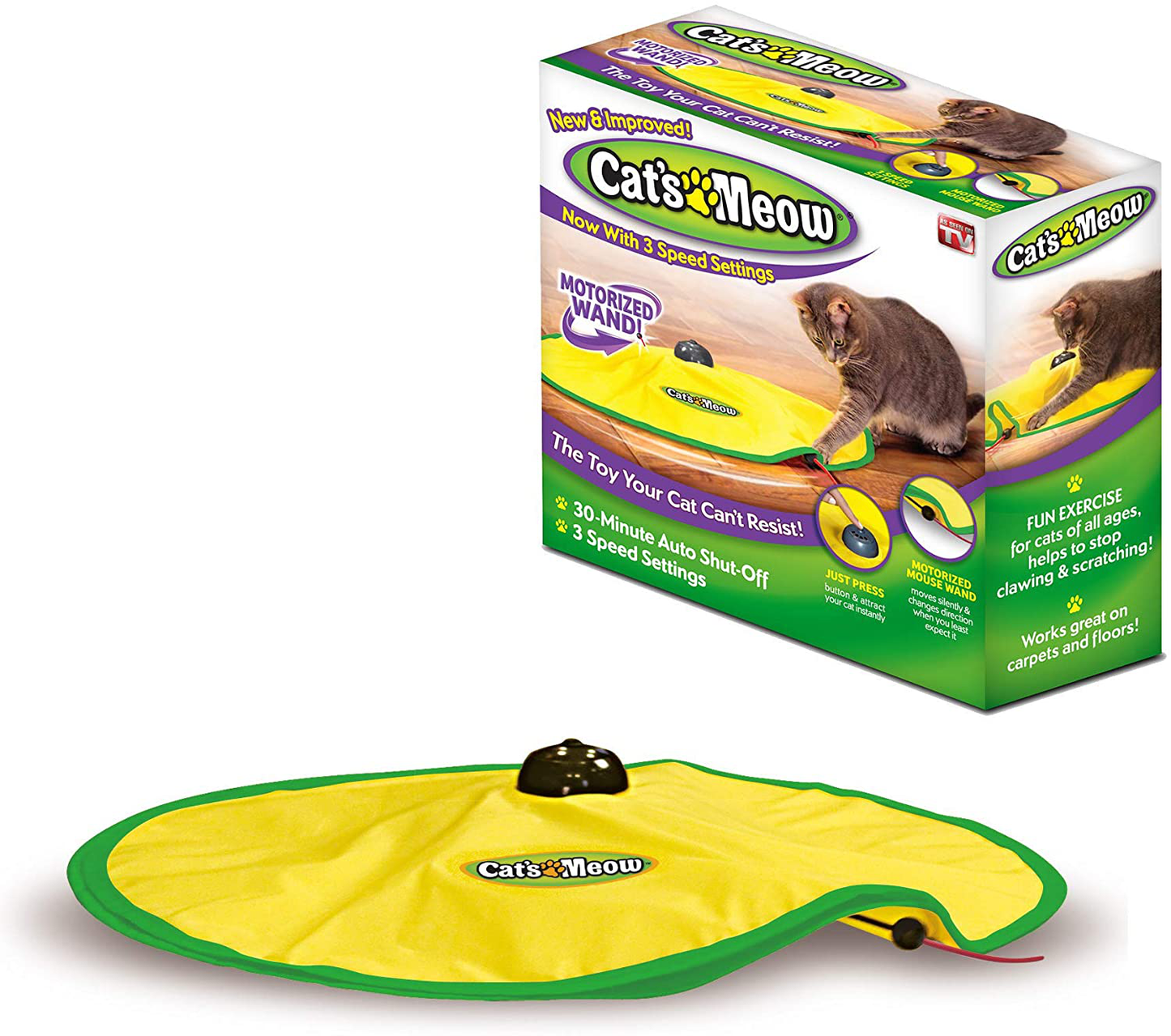 Cat'S Meow- Motorized Wand Cat Toy, Automatic 30 Minute Shut Off, 3 Speed Settings, the Toy Your Cat Can'T Resist Animals & Pet Supplies > Pet Supplies > Cat Supplies > Cat Toys Cat's Meow   