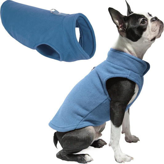 Gooby Fleece Vest Dog Sweater - Warm Pullover Fleece Dog Jacket with Leash Attachment - Winter Small Dog Sweater Coat - Cold Weather Dog Clothes for Small Dogs Boy or Girl for Indoor and Outdoor Use Animals & Pet Supplies > Pet Supplies > Dog Supplies > Dog Apparel Gooby Blue X-Large chest (~22") 