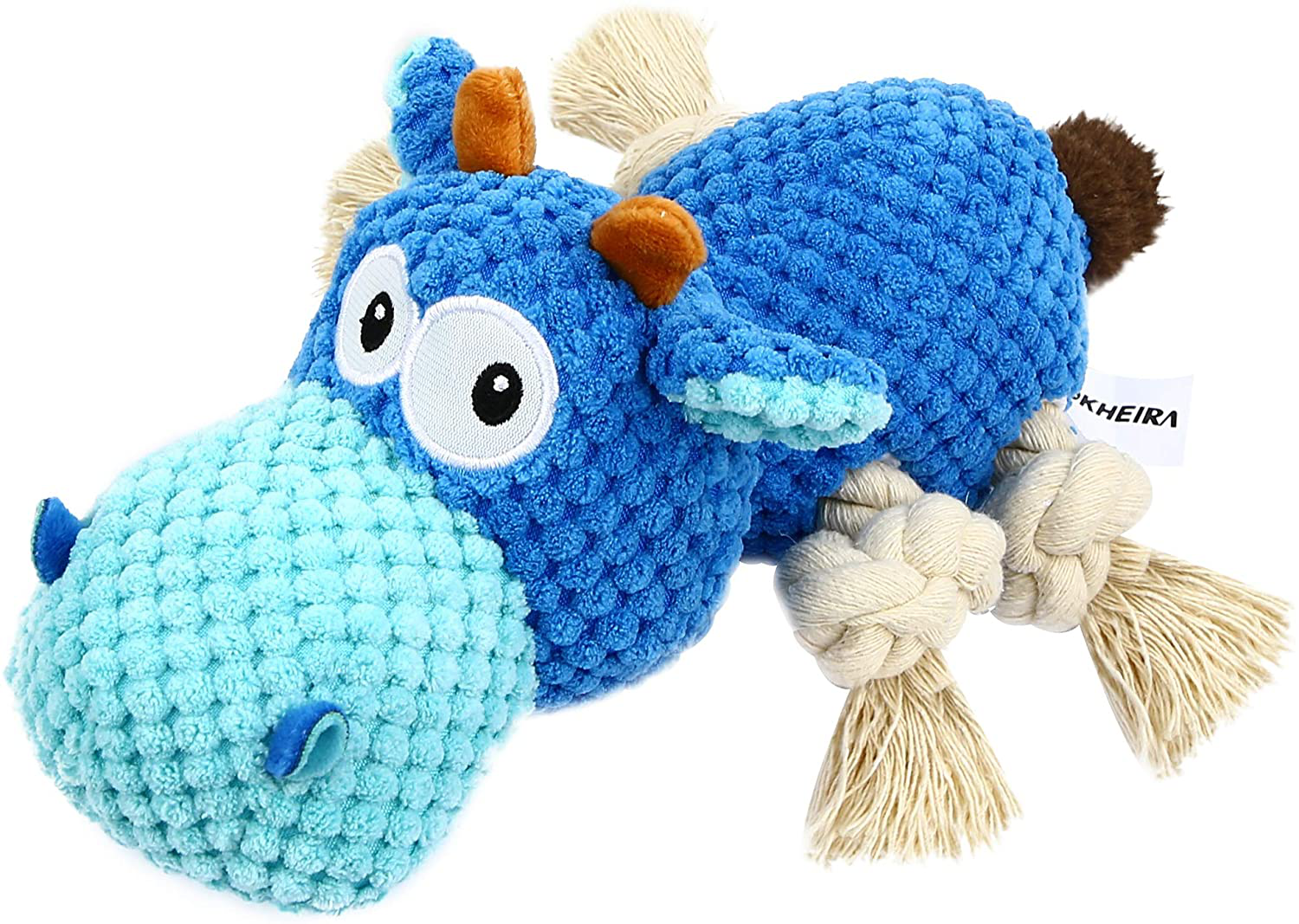 Dog Plush Toy for Large Aggressive Chewers,Indestructible Dog Squeaky Toys,Stuffed Animals Toys with Cotton Material and Crinkle Paper,Durable Chewing Toys for Puppy Breed with Cattle Shape Animals & Pet Supplies > Pet Supplies > Dog Supplies > Dog Toys IOKHEIRA Sky Blue  