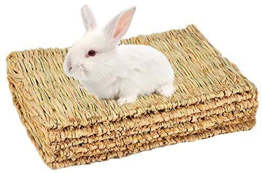 SWSTINLING 3 Pack Rabbit Bunny Mat, Natural Straw Woven Grass Bed Mat Chew Toy Bed for Small Animal like Guinea Pig Parrot Rabbit Bunny Hamster Animals & Pet Supplies > Pet Supplies > Small Animal Supplies > Small Animal Bedding SWSTINLING   