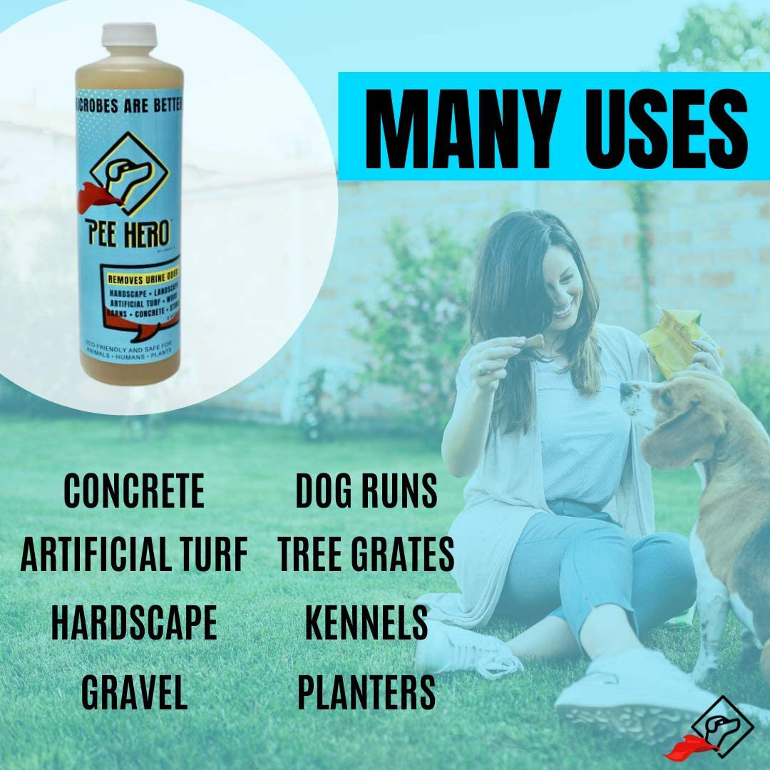 Urea-Z Pee Hero Starter Kit Urine Odor Eliminator- Yard Odor Eliminator - Removes Dog Urine Odor from Artificial Turf, Patio, Yard, Grass, Dog Kennel, Concrete, Rock, Porch, Porch Potty,